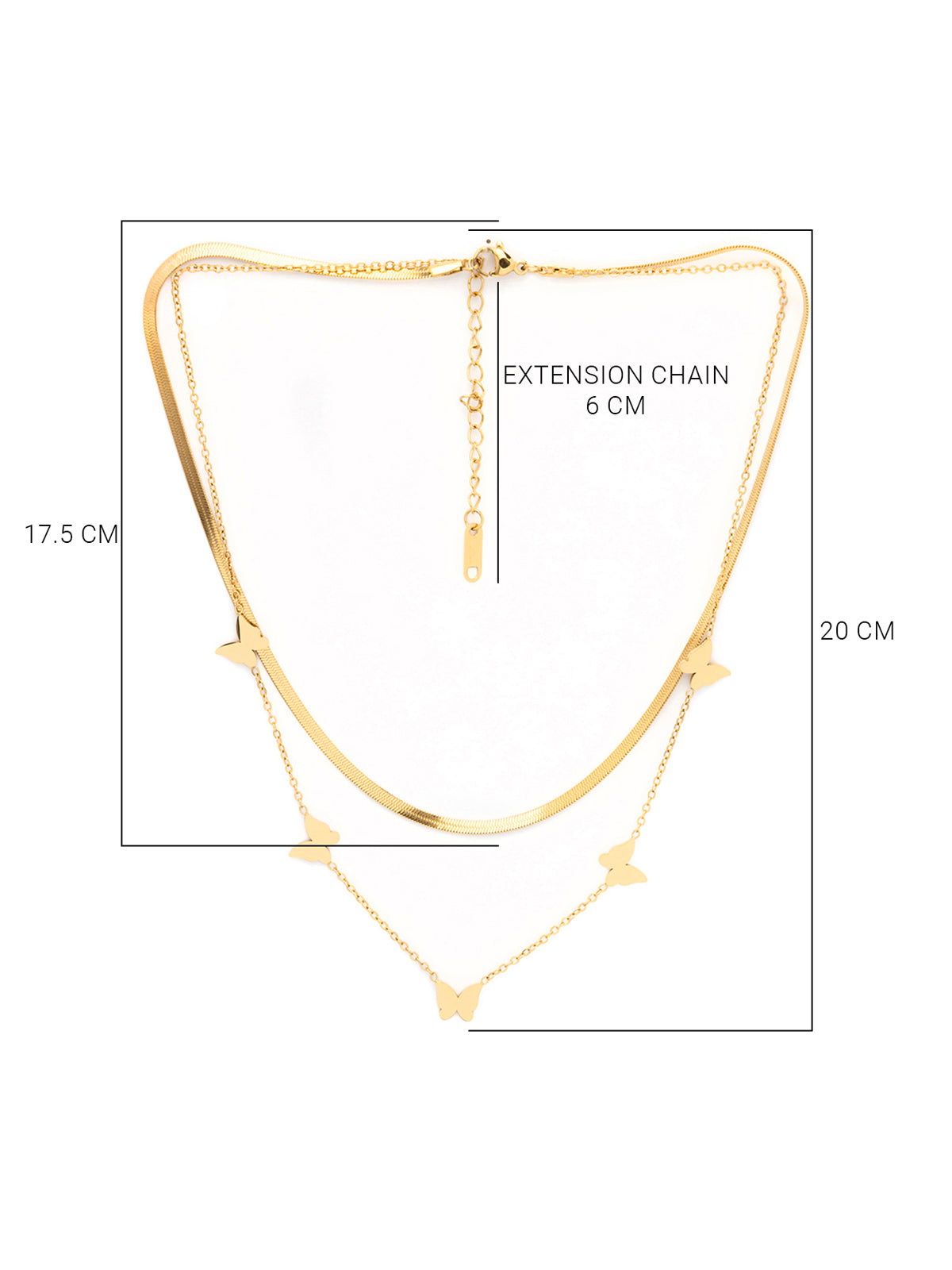 Scintillare By Sukkhi 18k Gold Plated Butterfly with Stainless Steel Double Chain Pendant Necklace Jewellery for Women & Girls|Anti Tarnish Jewellery|Gifts for Wife Girlfriend Mother Sister|N107009