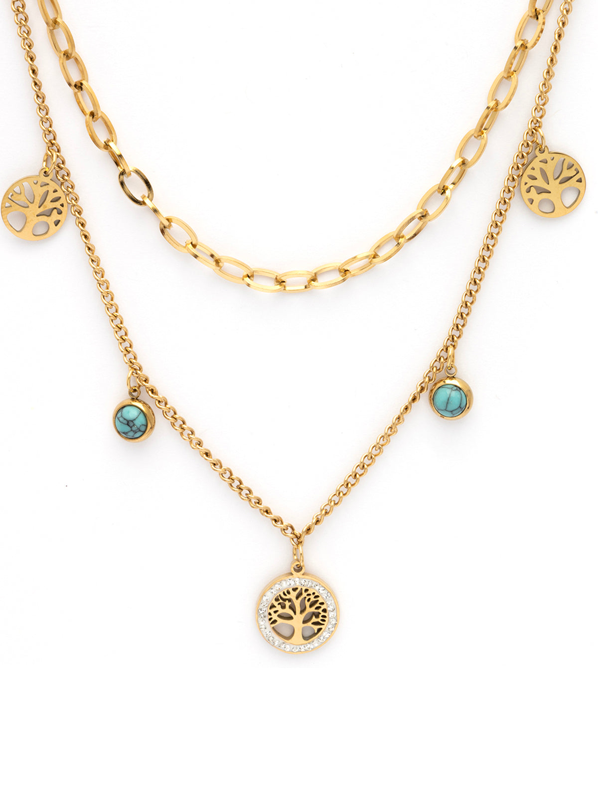 Scintillare By Sukkhi Kalpavriksha Pendant Tree of Life with Gold Plating Stainless Steel Double Chain Necklace Jewellery for Women&Girls|Anti Tarnish Jewellery|Gift for Wife Girlfriend Mother|N107019