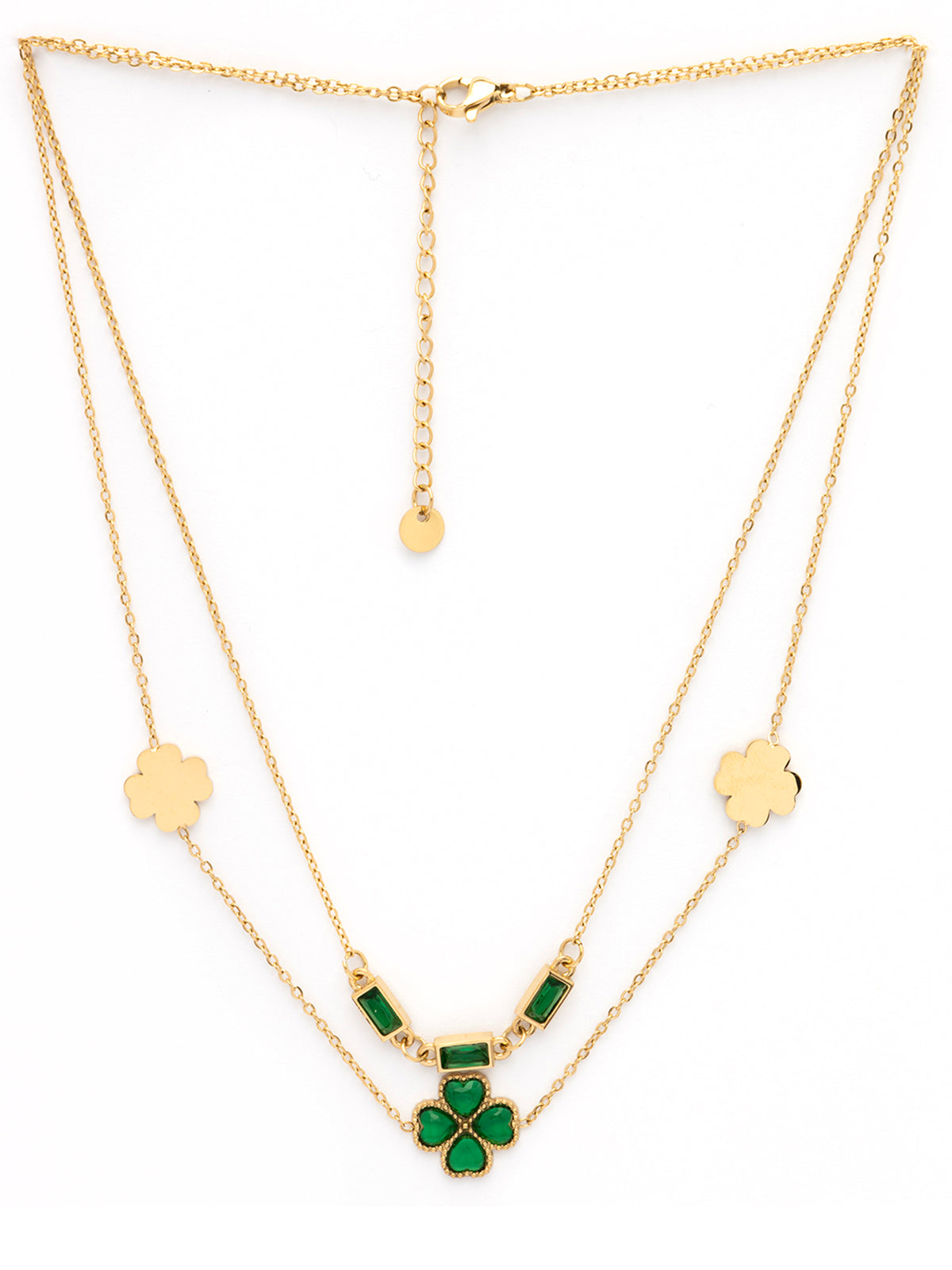 Scintillare By Sukkhi Crystal Heart Charm 18kGold Plated Stainless Steel Double Chain Pendant Necklace Jewellery for Women & Girls|Anti Tarnish Jewellery|Gift for Wife Girlfriend Mother Sister|N107065