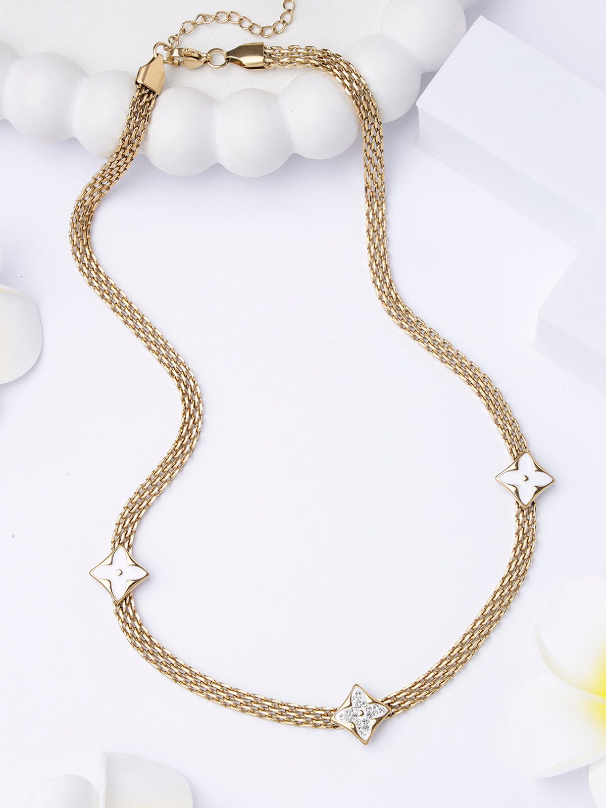 Scintillare By Sukkhi Chunky 18k Gold Plated Crystal Stones Stainless Steel Chain Pendant Necklace Jewellery for Women & Girls|Anti Tarnish Jewellery|Gifts for Wife Girlfriend Mother Sister|N107067