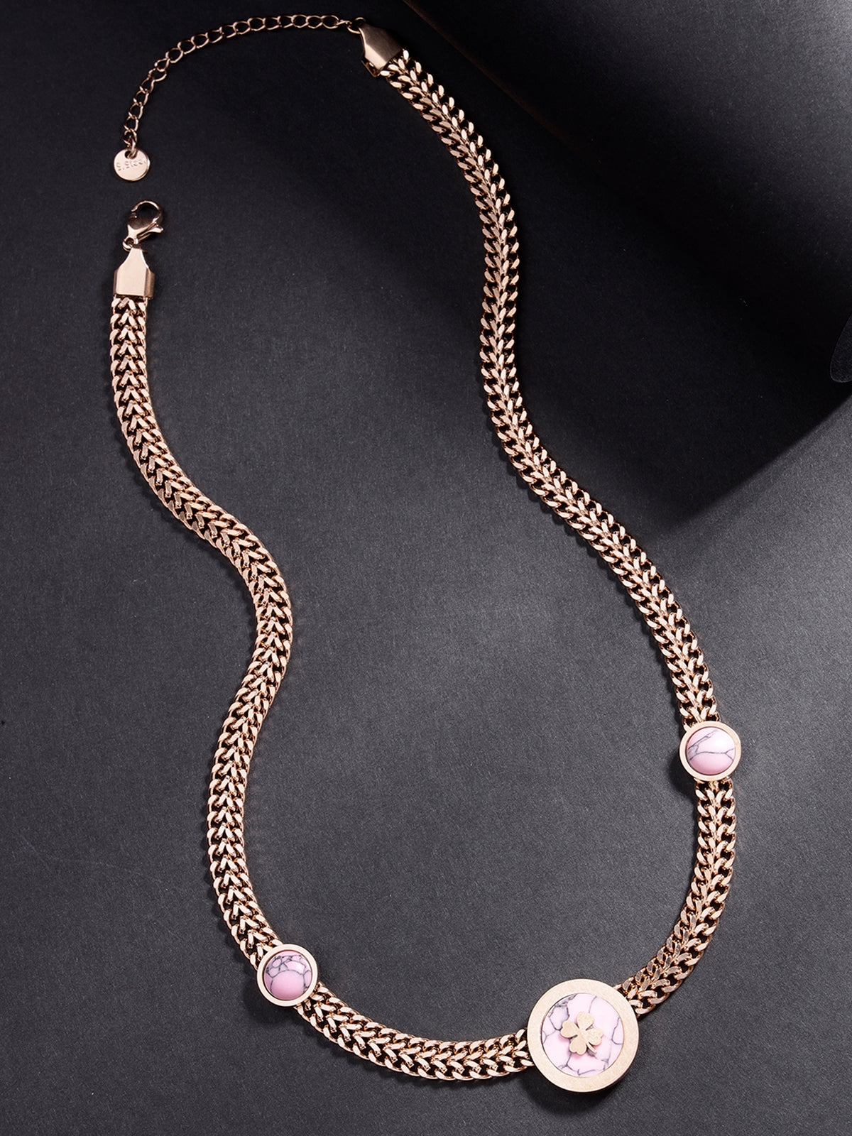 Scintillare By Sukkhi Charming 18k Gold Plated with Stainless Steel Purple Chunky Necklace Pendant Chain Jewellery for Women & Girls|Anti Tarnish Jewellery|Gifts for Wife Girlfriend Mother|N107068