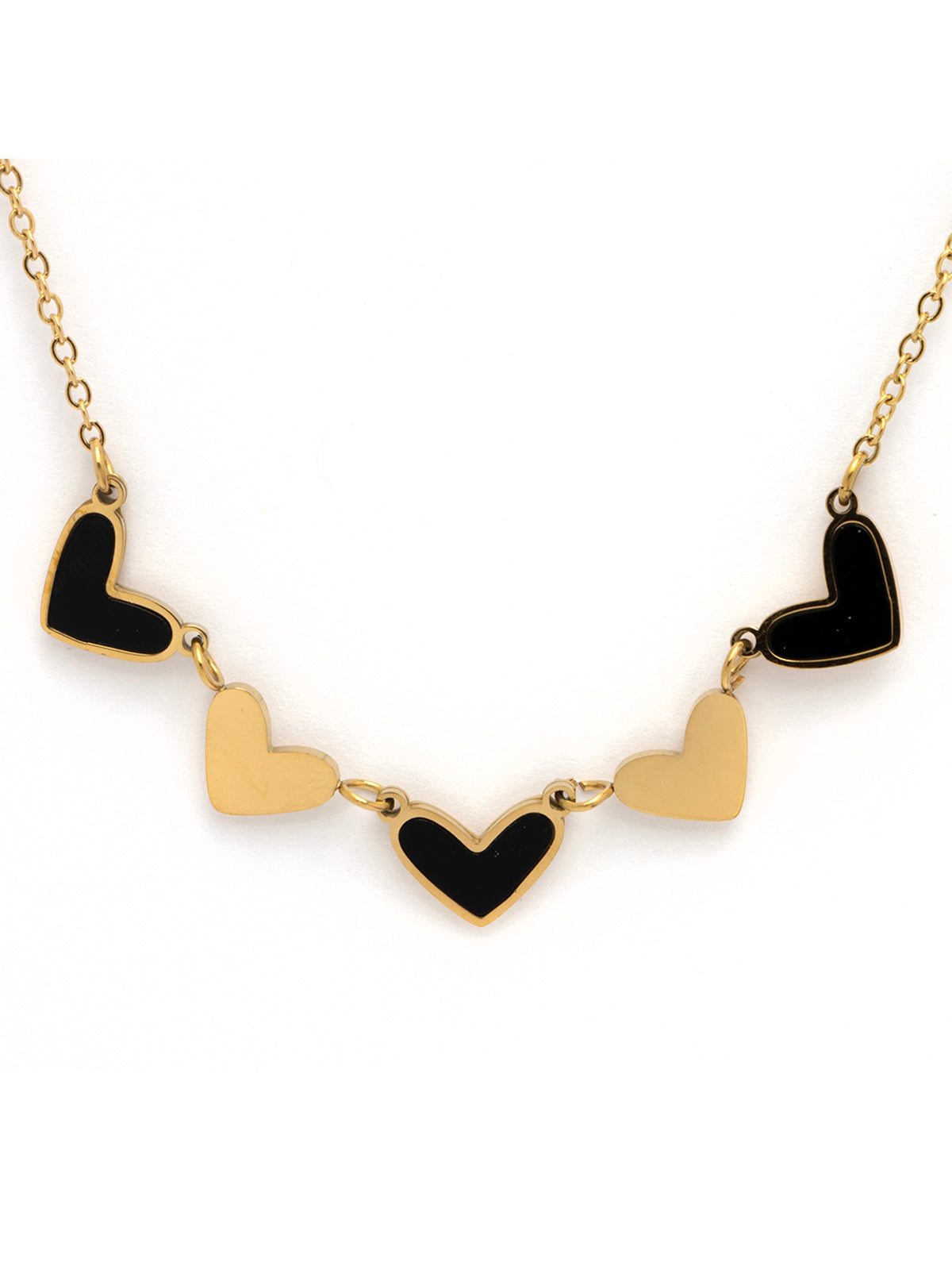 Scintillare By Sukkhi Heart Shaped 18k Gold Plated with Stainless Steel Black White Chain Pendant Necklace Jewellery for Women & Girls|Anti Tarnish Jewellery|Gifts for Wife Girlfriend Mother|N107069