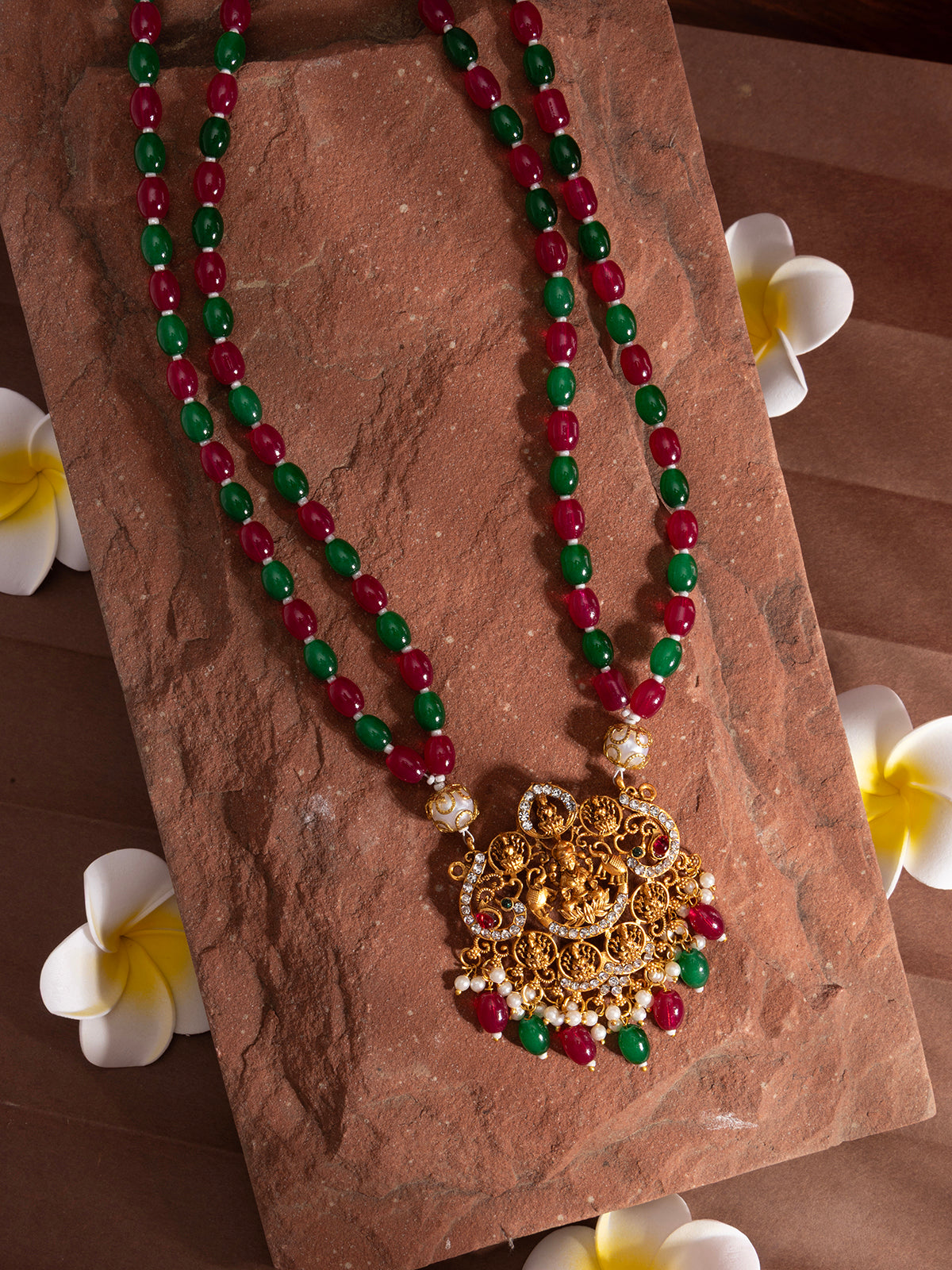 Sukkhi Classic Laxmi Design Style 18k Gold Plated Red Green Necklace Jewellery for Women & Girls|N107073