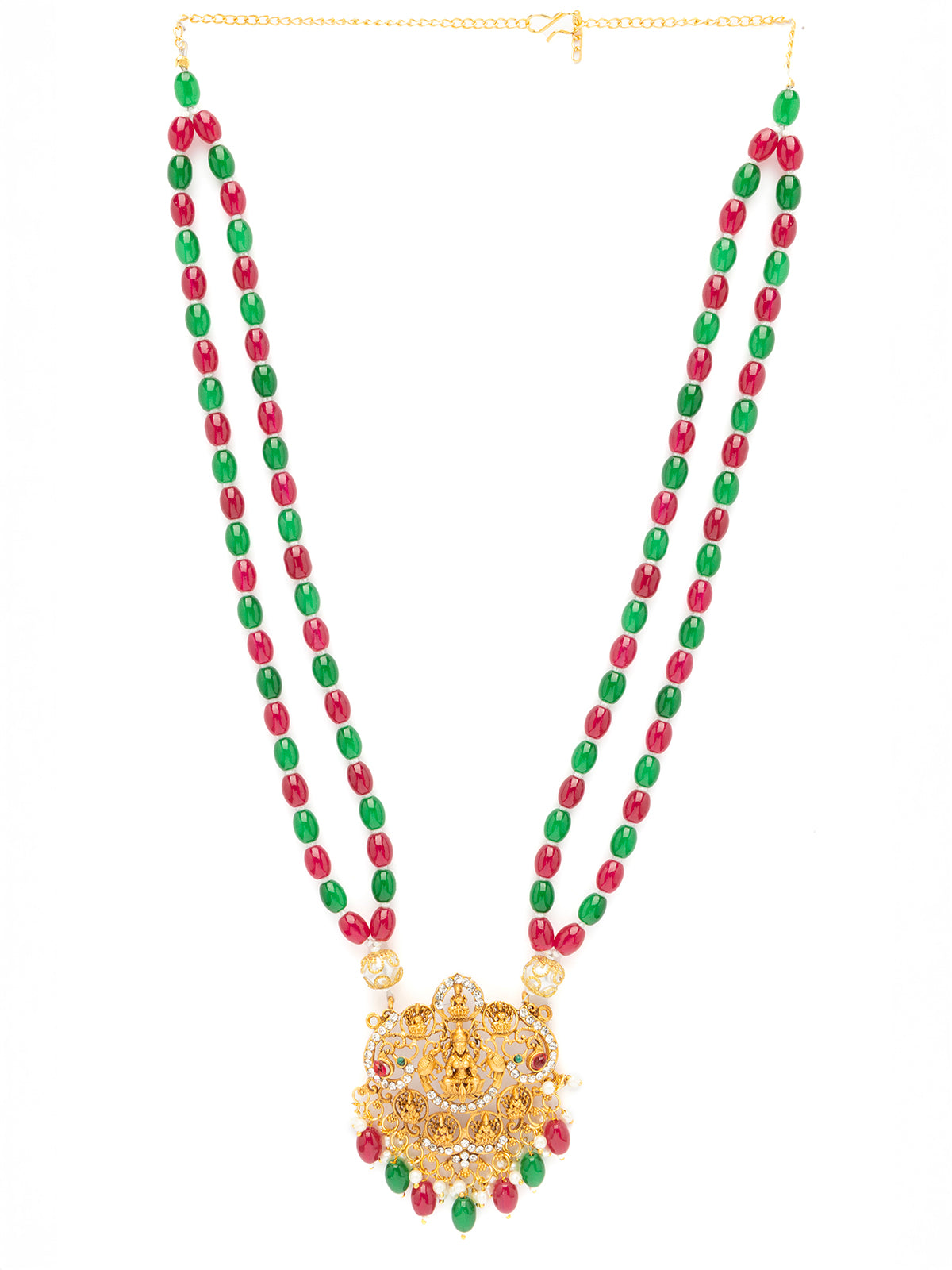 Sukkhi Classic Laxmi Design Style 18k Gold Plated Red Green Necklace Jewellery for Women & Girls|N107073