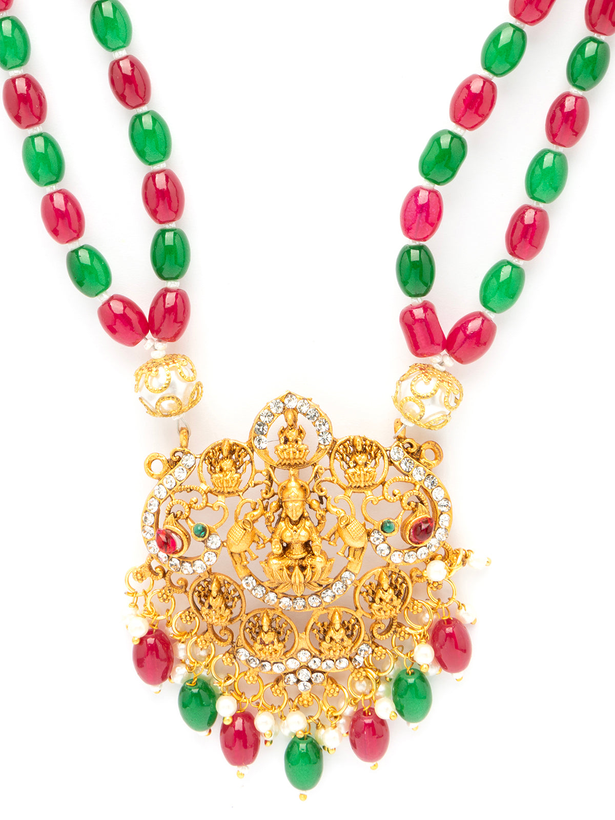 Sukkhi Classic Laxmi Design Style 18k Gold Plated Red Green Necklace Jewellery for Women & Girls|N107073