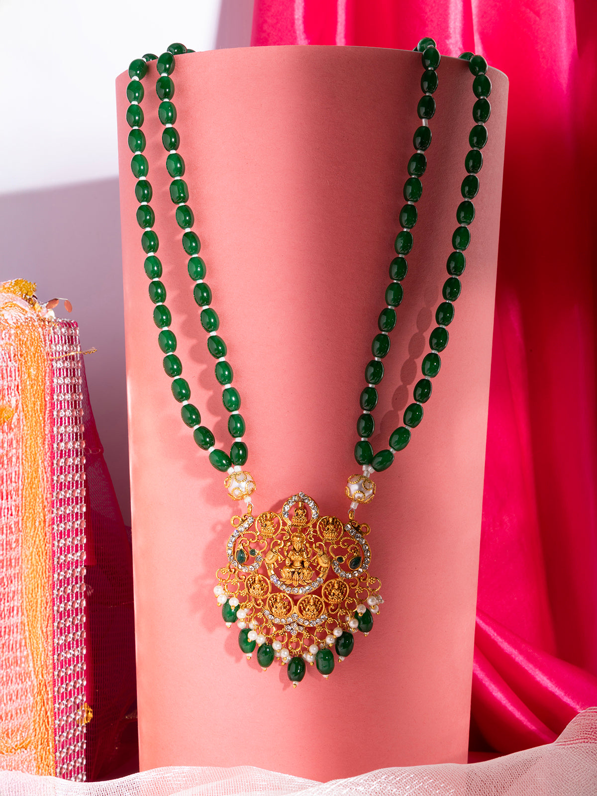 Sukkhi Classic Laxmi Design Style 18k Gold Plated Green Necklace Jewellery for Women & Girls|N107076