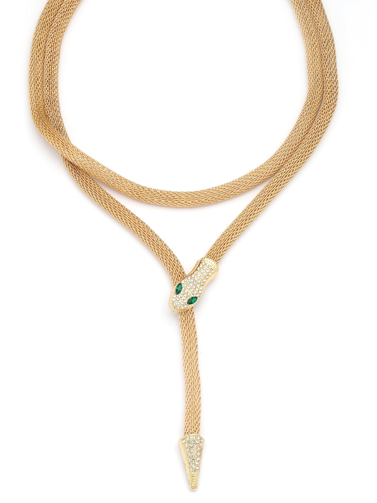 Scintillare By Sukkhi Unique Latest Stylish Crystal Embellishment Gold Choker Necklace for Women & Girls With Two In One Stylish Serpent Accessory Jewellery|N107100