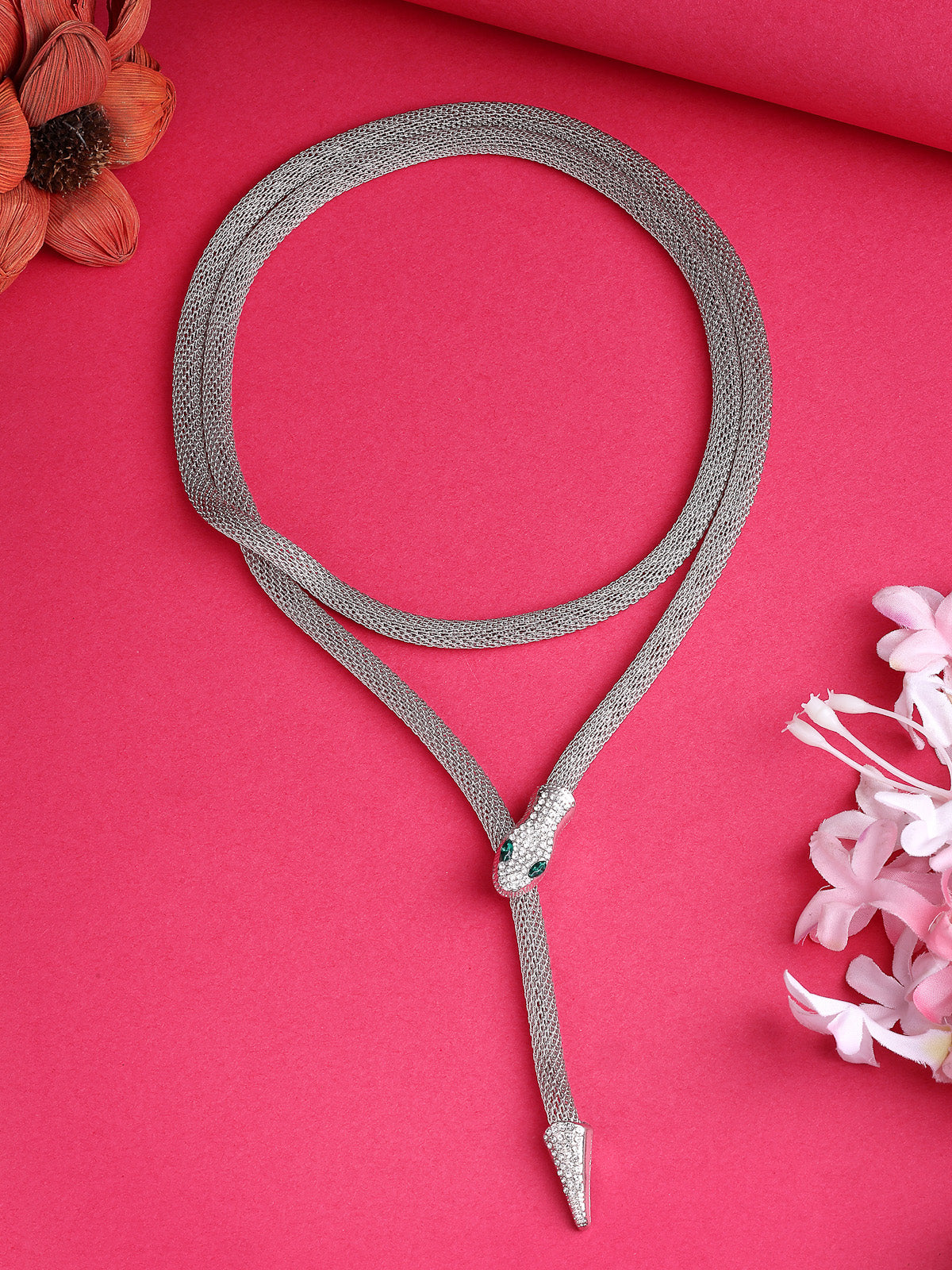 Scintillare By Sukkhi Unique Latest Stylish Crystal Embellishment Silver Choker Necklace for Women & Girls With Two In One Stylish Serpent Accessory Jewellery|N107101