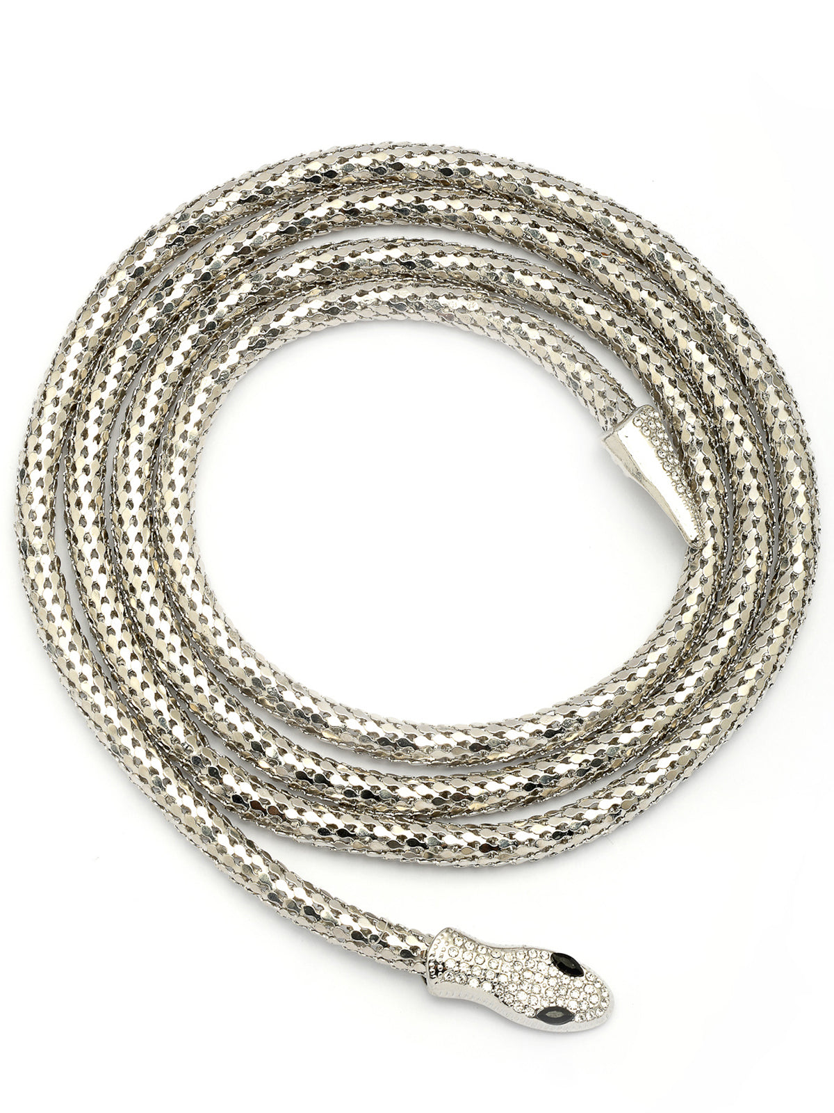 Scintillare By Sukkhi Eye Catchy Latest Stylish Crystal Embellishment Silver Choker Necklace for Women & Girls With Two In One Stylish Serpent Accessory Jewellery|N107103