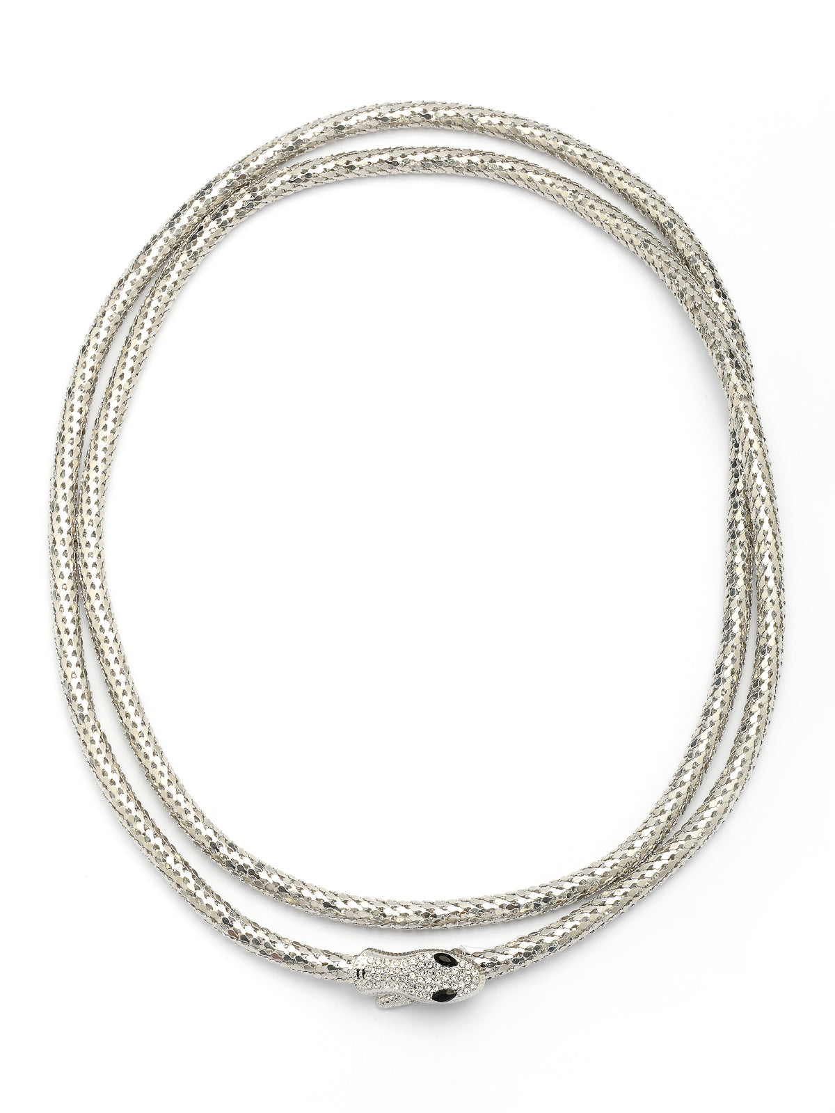 Scintillare By Sukkhi Eye Catchy Latest Stylish Crystal Embellishment Silver Choker Necklace for Women & Girls With Two In One Stylish Serpent Accessory Jewellery|N107103