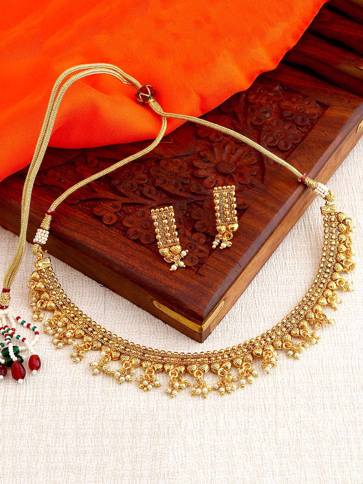 Sukkhi Glorious Pearl Gold Plated Choker Necklace Set For Women N71262GLDPP1000