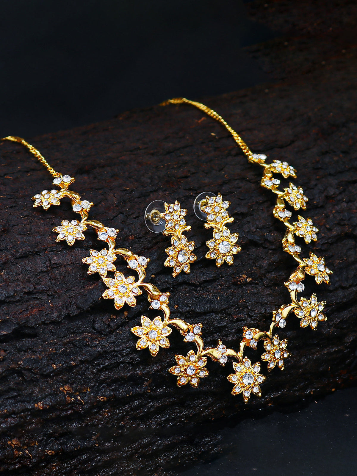 Sukkhi Glossy Gold Plated Austrian Diamond Necklace Set For Women N71439GLDPAP600