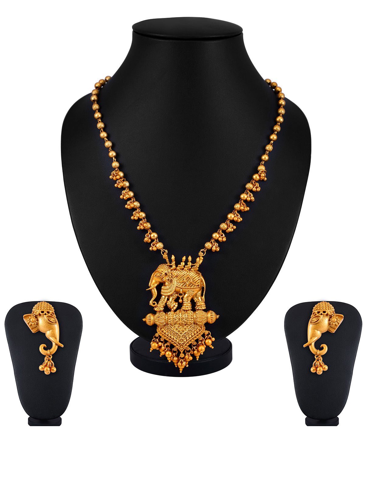 Sukkhi Bahubali Matte Finished Gold Plated Long Haram Necklace Set For Women N71788GLDPV1450