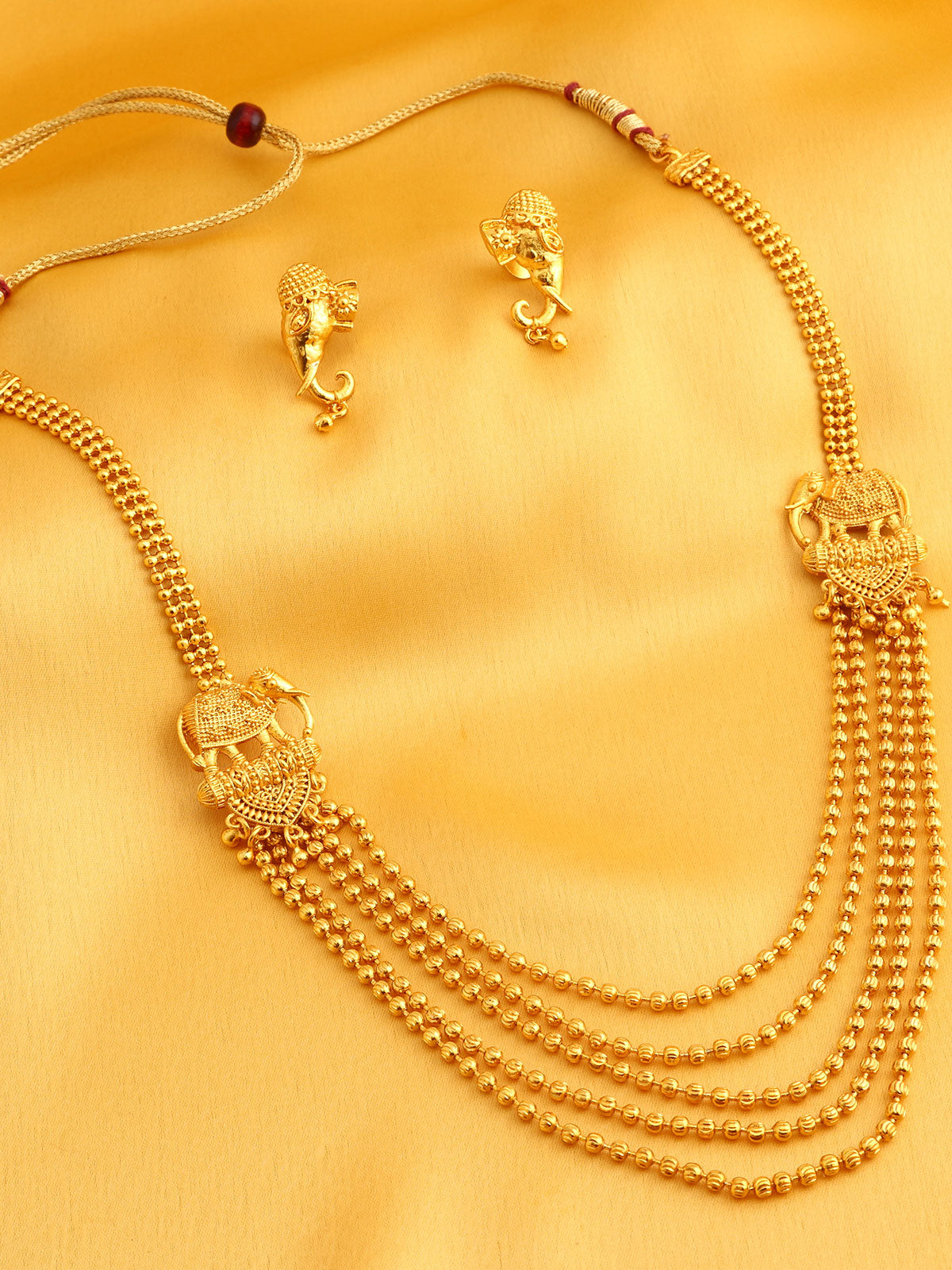 Sukkhi Classic 5 String Bahubali Inspired Gold Plated Necklace Set For Women N71871GLDPV092017