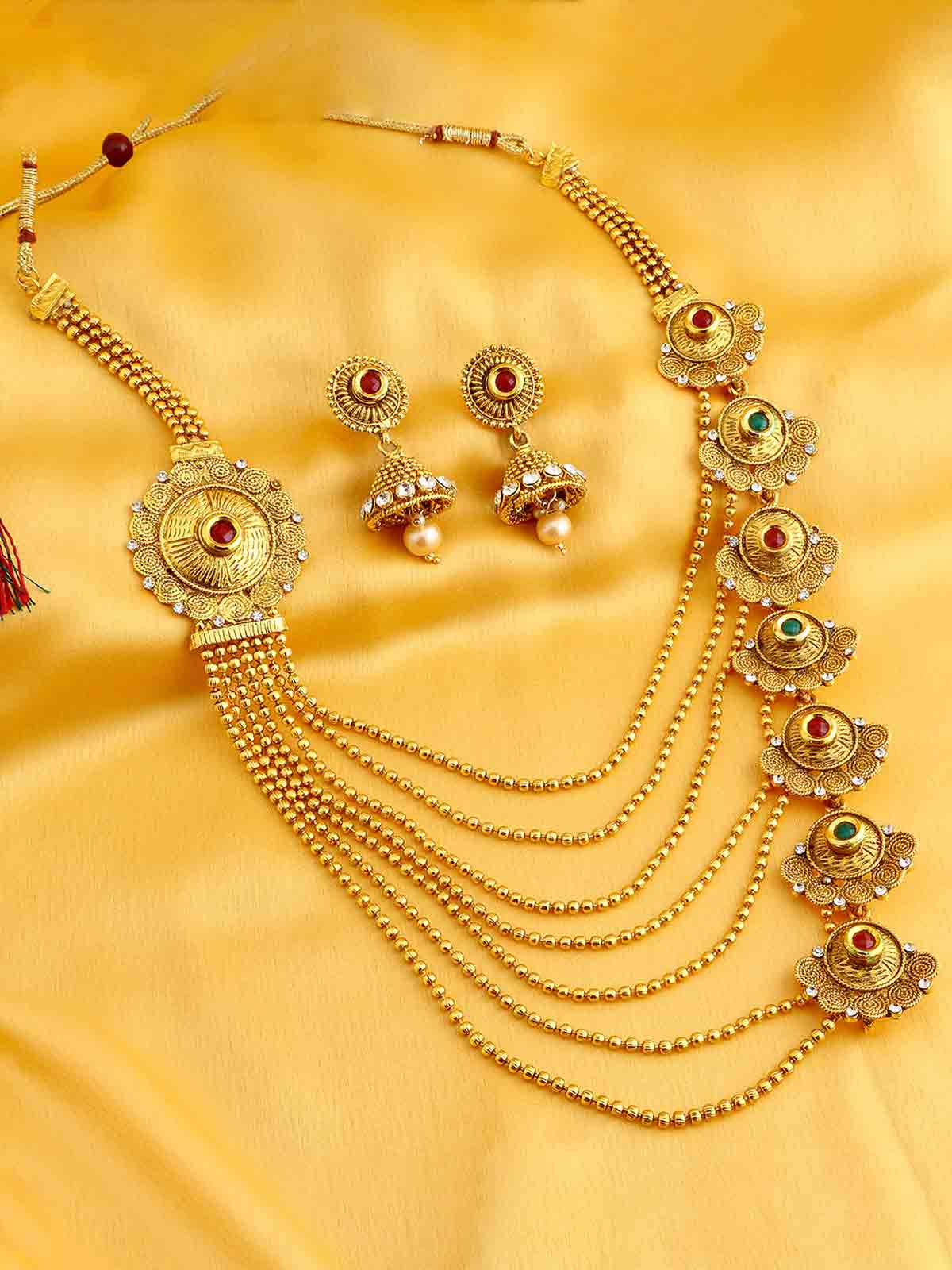 Sukkhi Alluring Gold Plated 7 String Necklace Set For Women N71928GLDPH092017