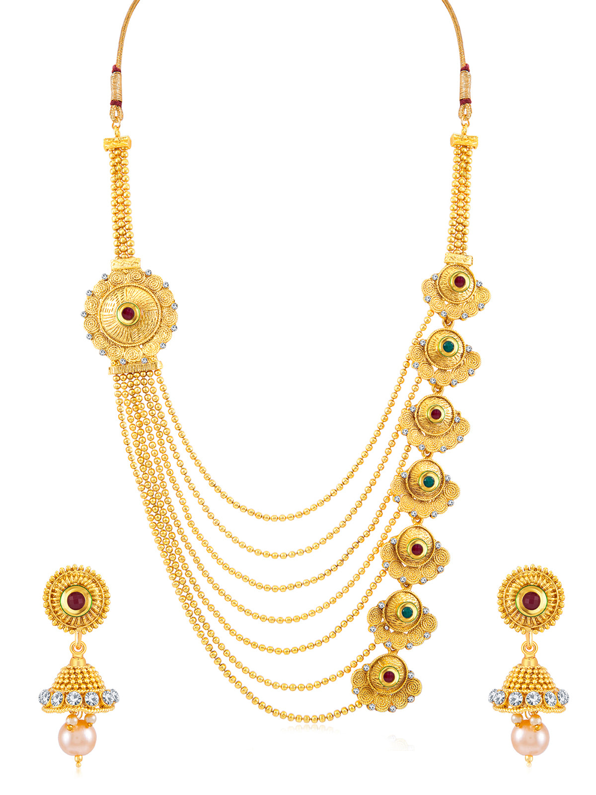 Sukkhi Alluring Gold Plated 7 String Necklace Set For Women N71928GLDPH092017