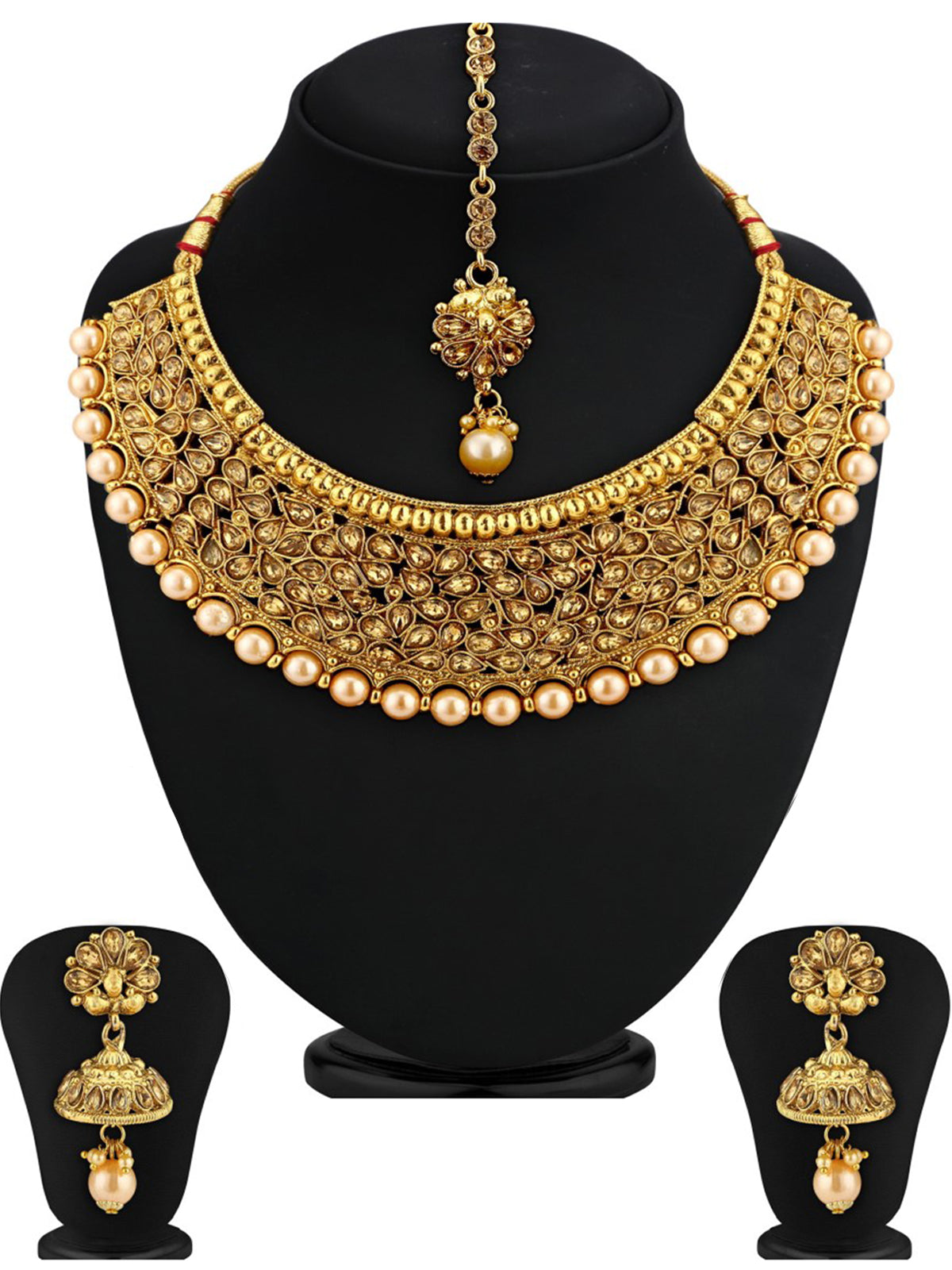 Sukkhi Modish LCT Gold Plated Pearl Choker Necklace Set For Women N72399GLDPHT122017