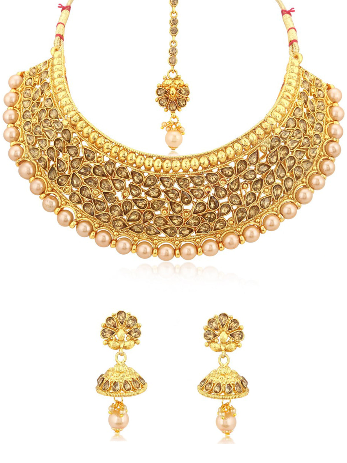 Sukkhi Modish LCT Gold Plated Pearl Choker Necklace Set For Women N72399GLDPHT122017