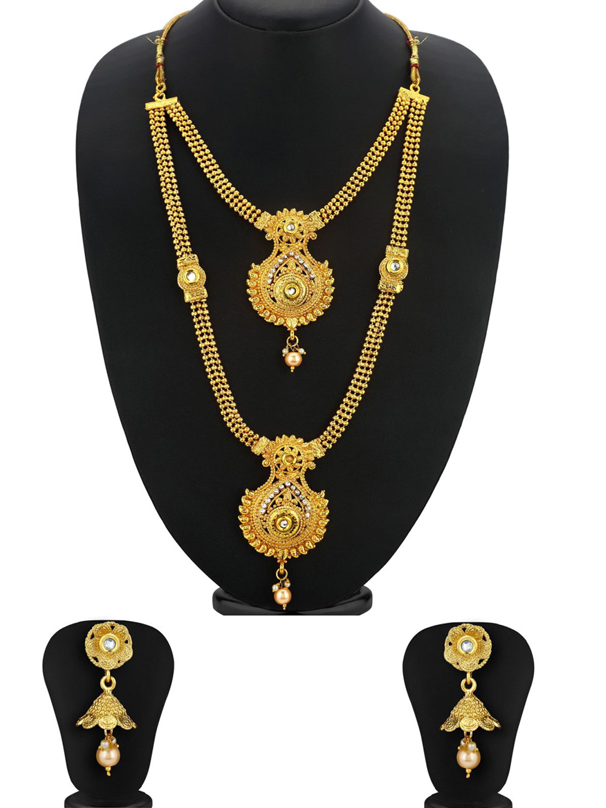 Sukkhi Traditional Gold Plated Kundan Long Haram Necklace Set For Women N72487GLDPH022018
