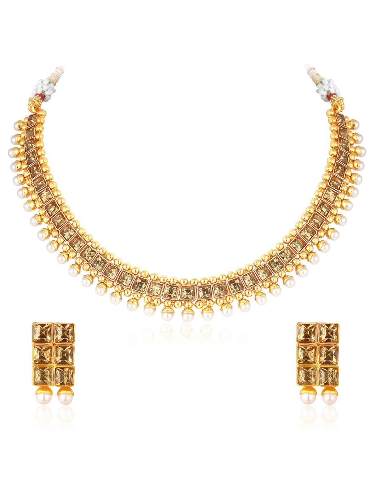 Sukkhi Stylish LCT Gold Plated Pearl Choker Necklace Set For Women N72782GLDPJ032018