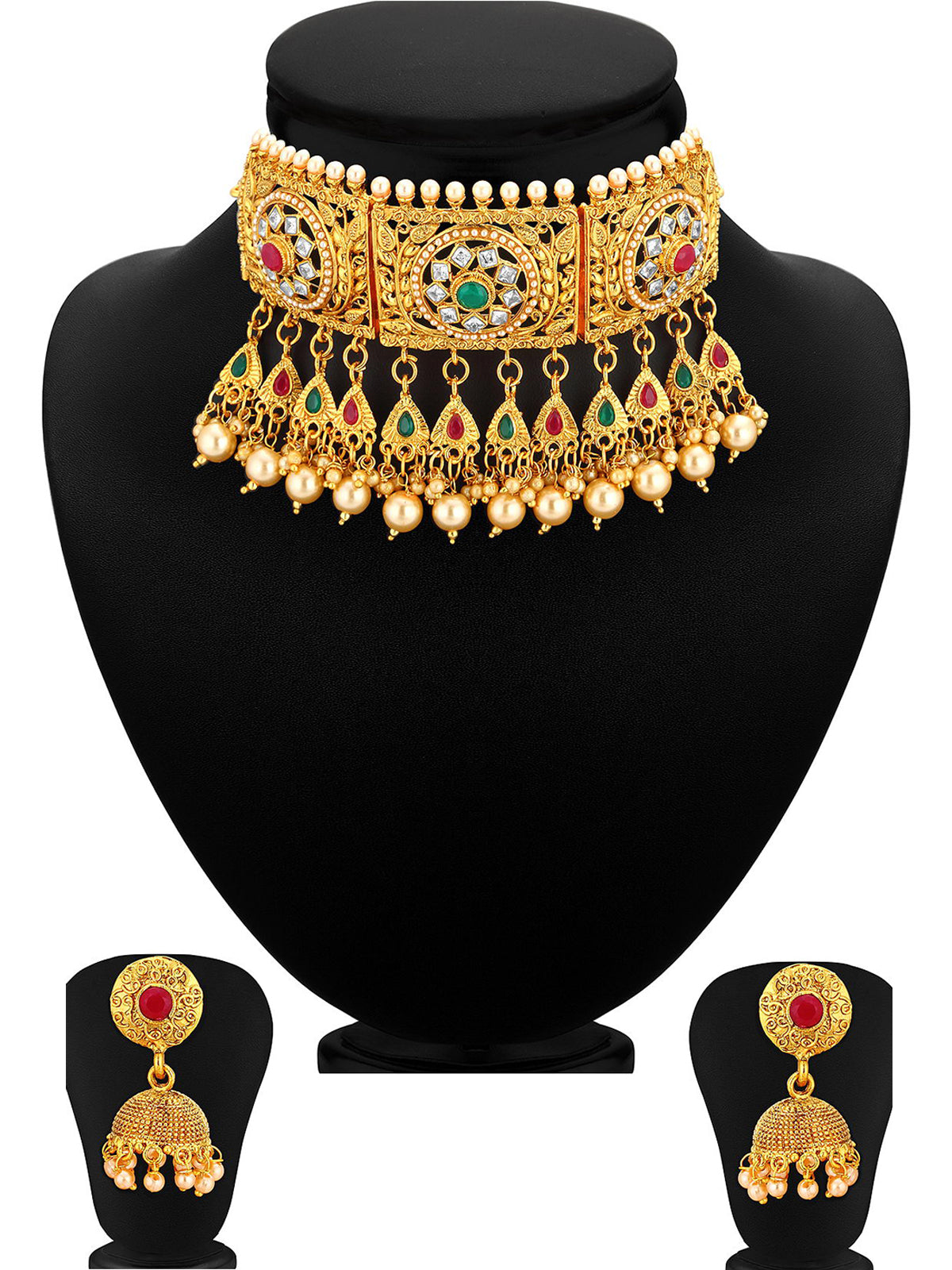Sukkhi Classy Bollywood Inspired Pearl Gold Plated Choker Necklace Set For Women N72792GLDPJ032018