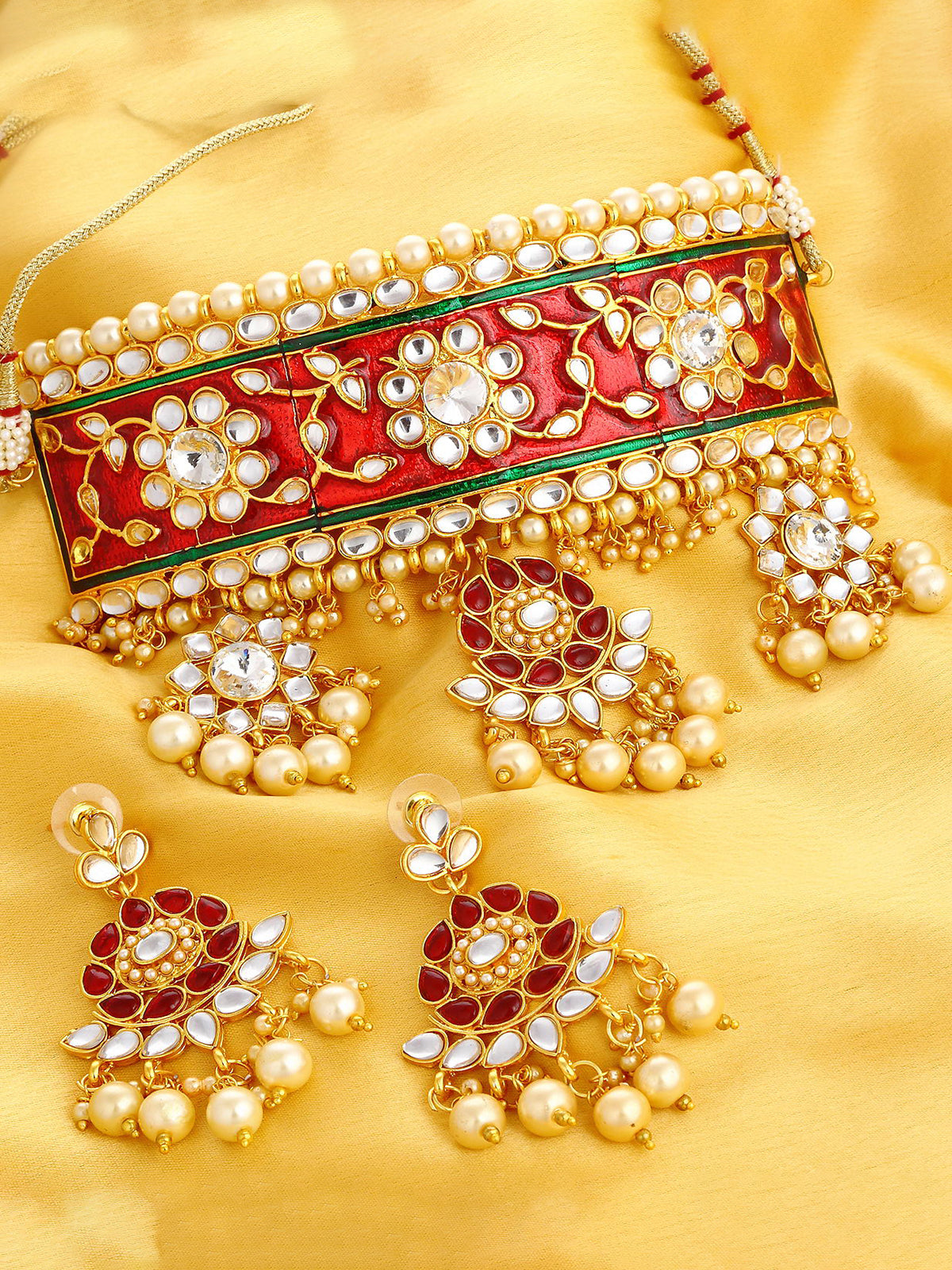 Sukkhi Padmavti Inspired Pearl Gold Plated Kundan Choker Necklace Set for Women N72836GLDPJ042018