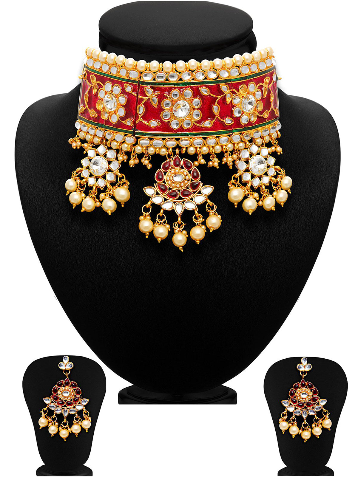 Sukkhi Padmavti Inspired Pearl Gold Plated Kundan Choker Necklace Set for Women N72836GLDPJ042018