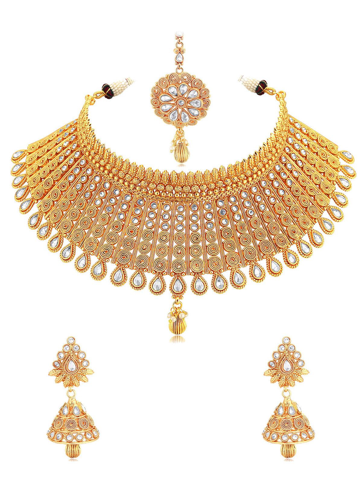 Sukkhi Exclusive Gold Plated Kundan Choker Necklace Set For Women N73395