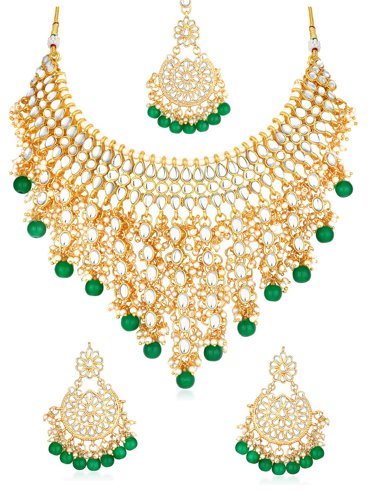 Sukkhi Lavish Pearl Gold Plated Kundan Choker Necklace Set for Women N73509