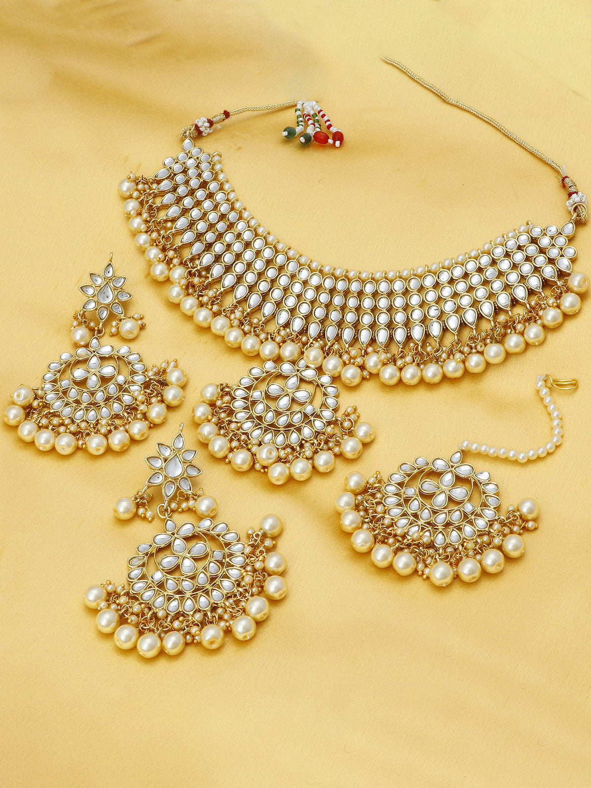 Sukkhi Trendy Kundan Gold Plated Pearl Choker Necklace Set for Women N73544