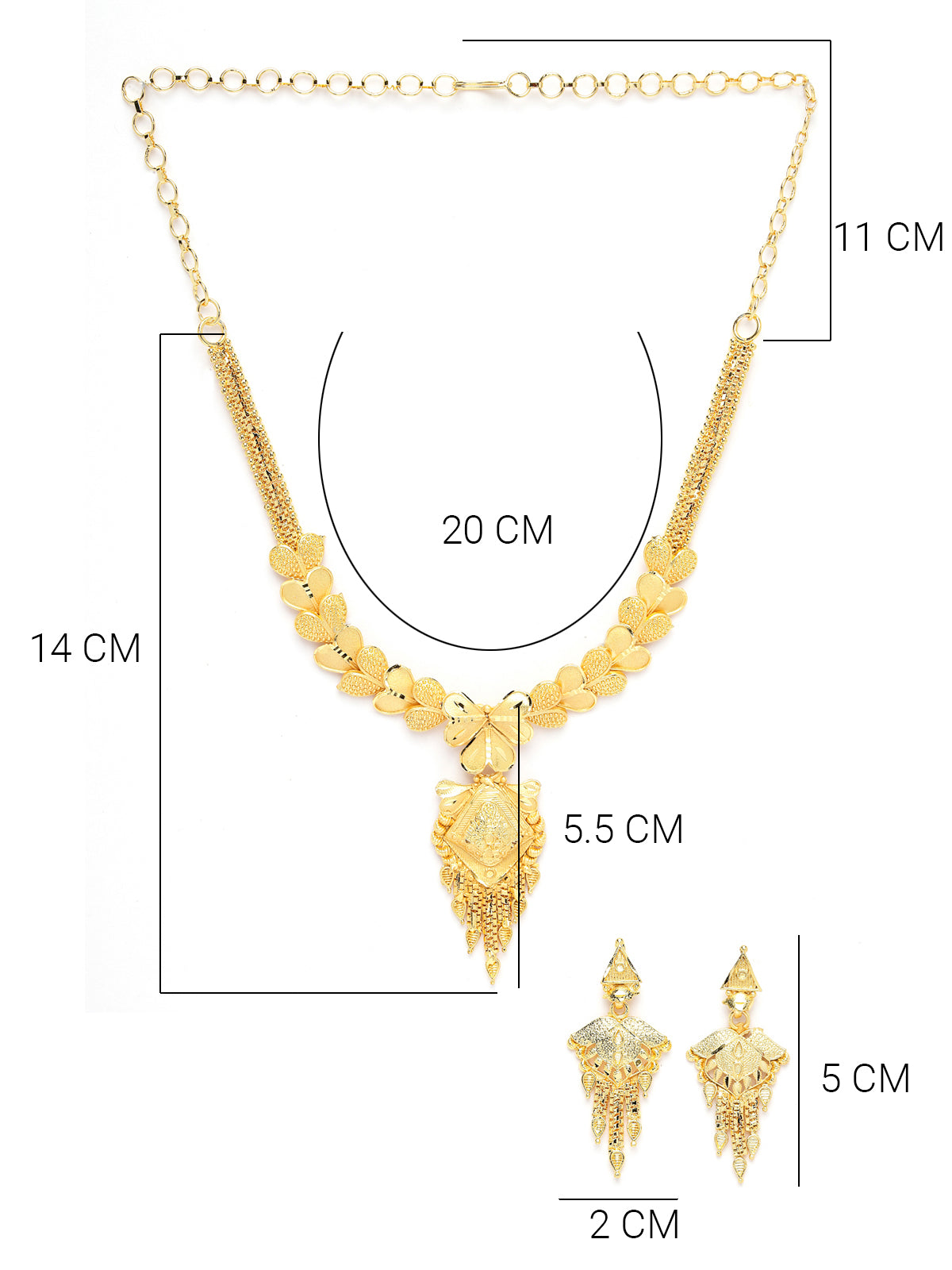 Sukkhi Unique Fashionable 18 Gram High Gold Plated Heart Shaped Adjustable Choker Necklace Set with Dangler Earrings Jewellery Set for Women & Girls |Set of 1|N73716