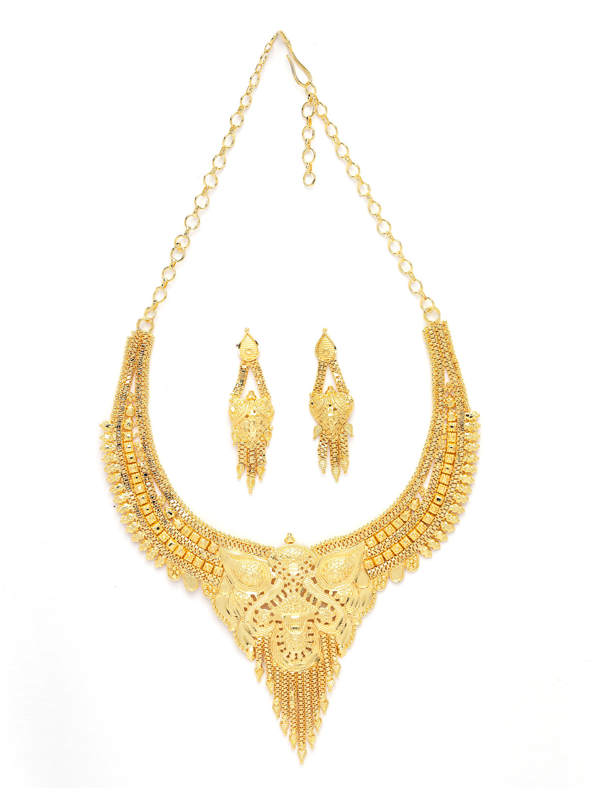 Sukkhi Eye-Catching Ethnic One Gram High Gold Plated Adjustable Choker Necklace Set with Dangler Earrings Jewellery Set for Women & Girls|Set of 1|N73718