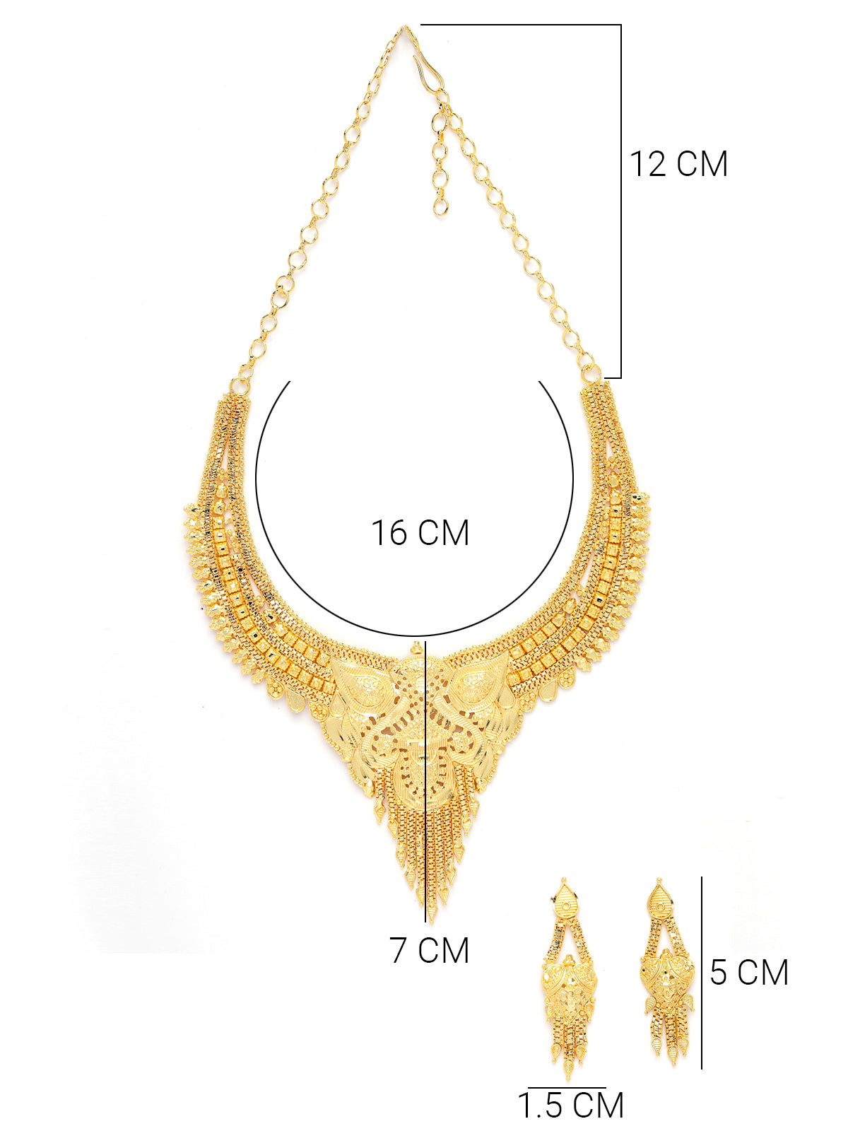 Sukkhi Eye-Catching Ethnic One Gram High Gold Plated Adjustable Choker Necklace Set with Dangler Earrings Jewellery Set for Women & Girls|Set of 1|N73718
