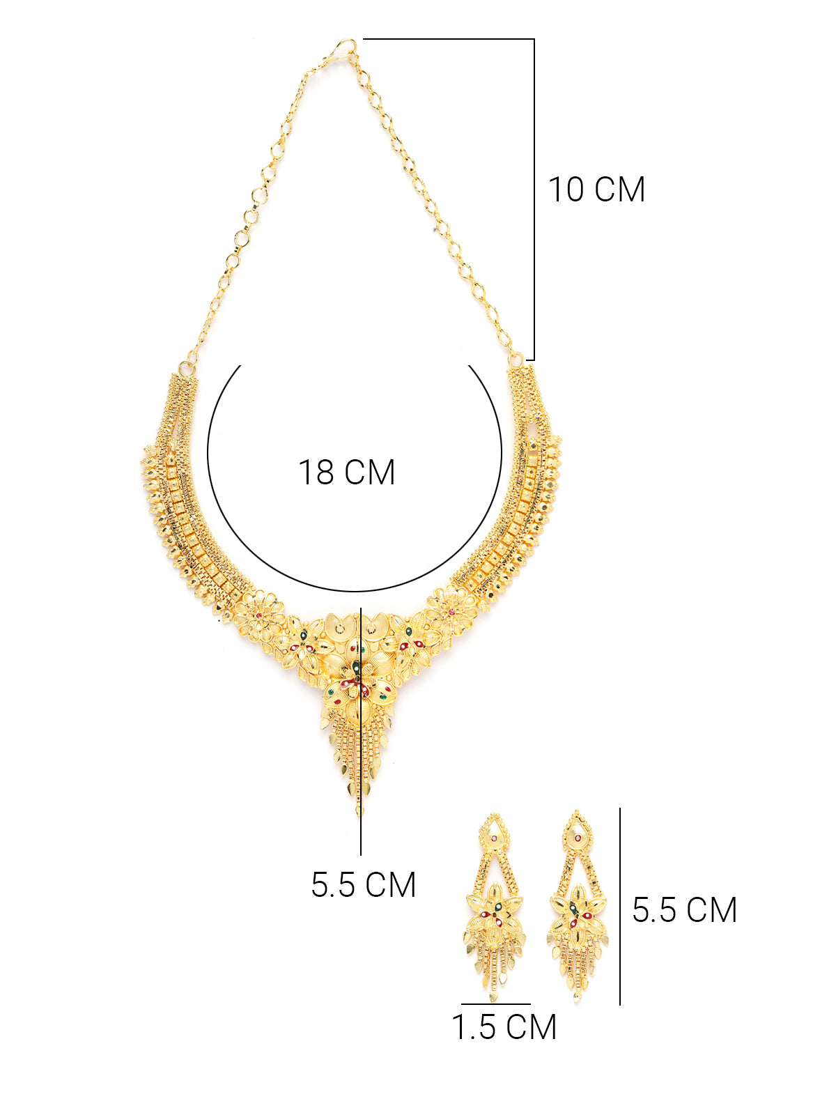 Sukkhi All-Season Trendy One Gram High Gold Plated With Red Green Meenakari Work Choker Necklace Set with Dangler Earrings Jewellery Set for Women & Girls|Set of 1|N73719