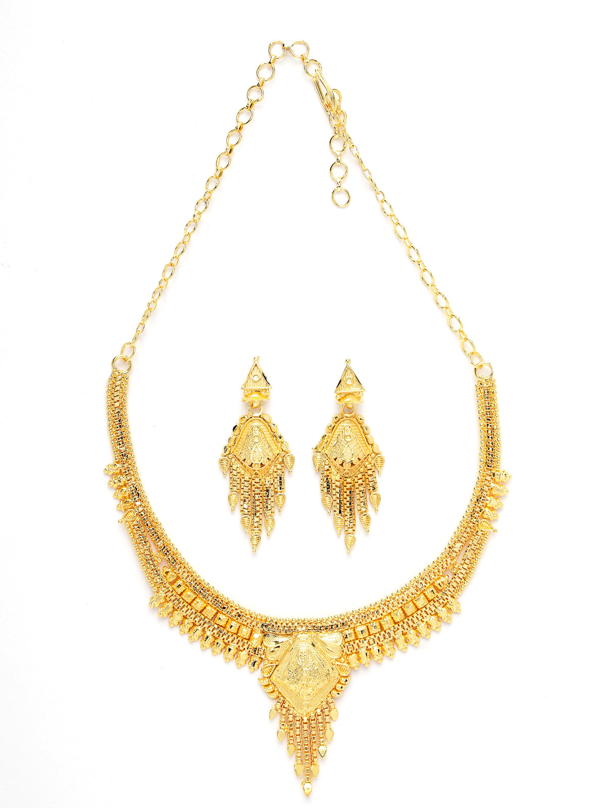 Sukkhi Trendy 18k Gram High Gold Plated Adjustable Choker Necklace Set with Dangler Earrings Jewellery Set for Women & Girls|Set of 1|N73740