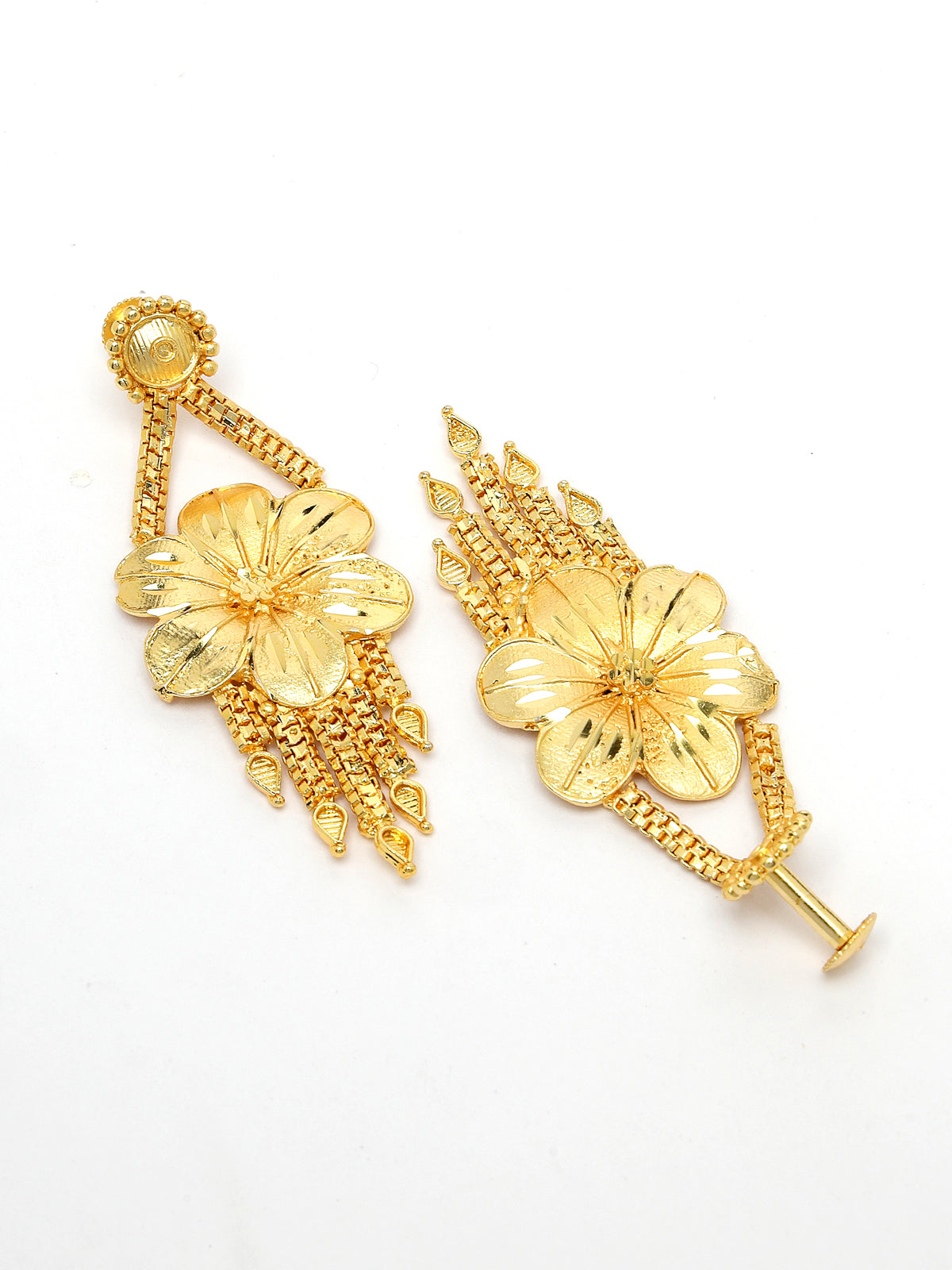 Sukkhi Latest Indian Style 18k Gold Forming Gold Plated Floral Long Necklace Set with Dangler Earring Jewellery Set for Women & Girls|Set of 1|N73759