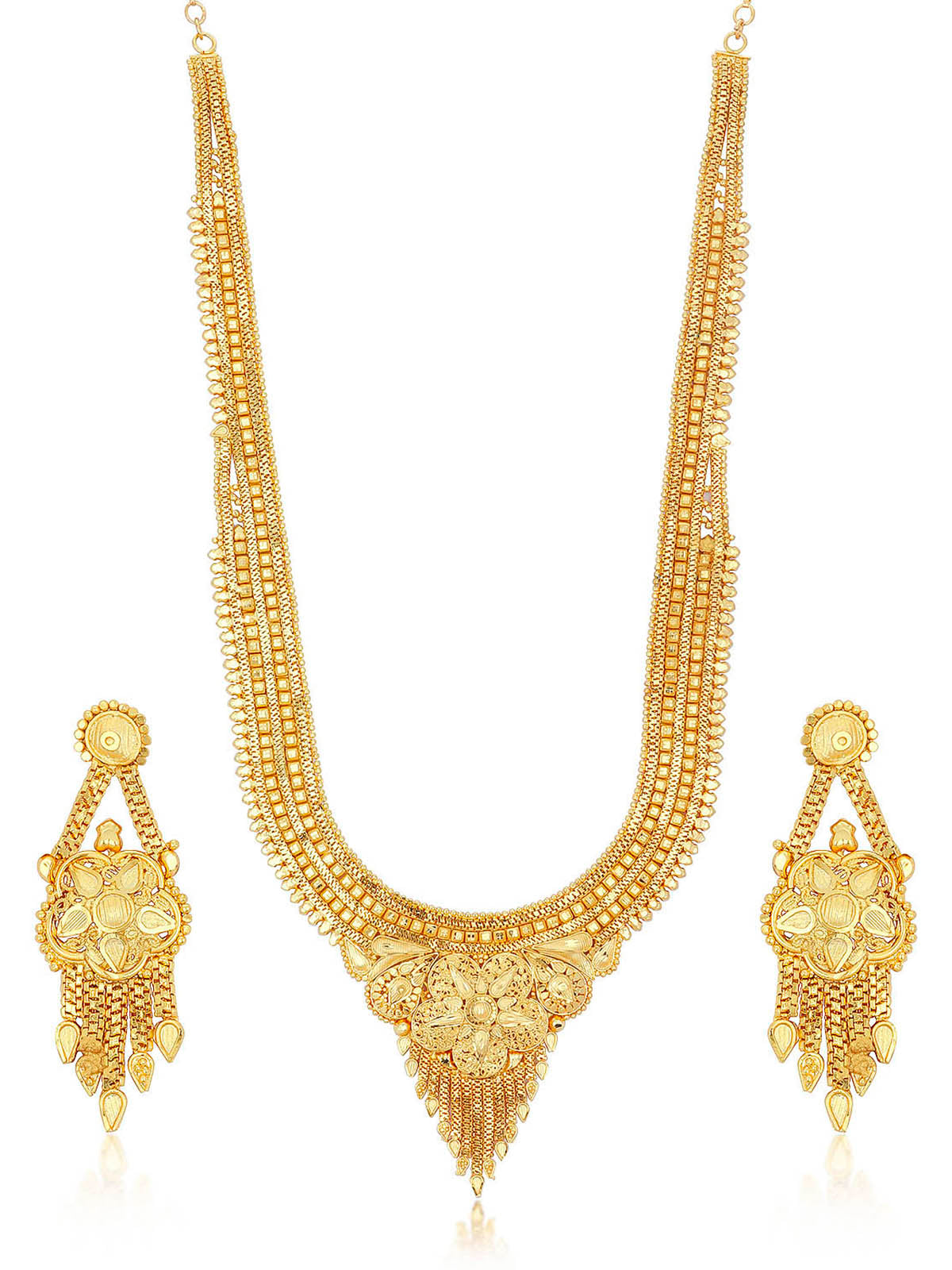 Sukkhi Moddish Gold plated Rani Haar Necklace Set for Women N73769