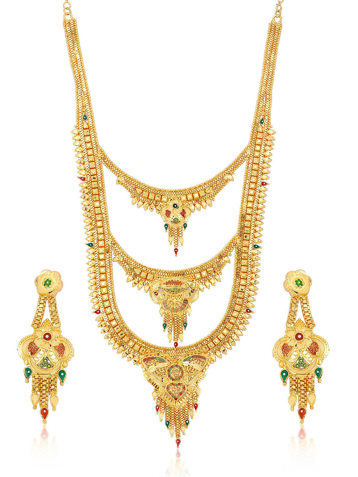 Sukkhi Graceful 24 Carat Gold Plated Rani Haar Multi-String Necklace Set for Women N73776