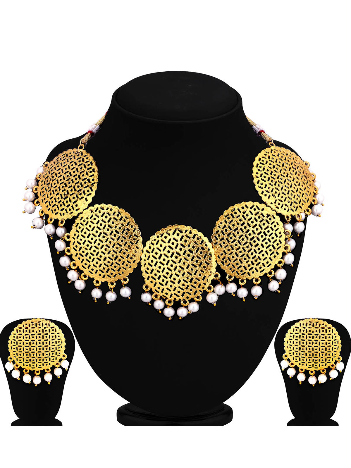 Sukkhi Classic Gold Plated Pearl Choker Necklace Set For Women N78101