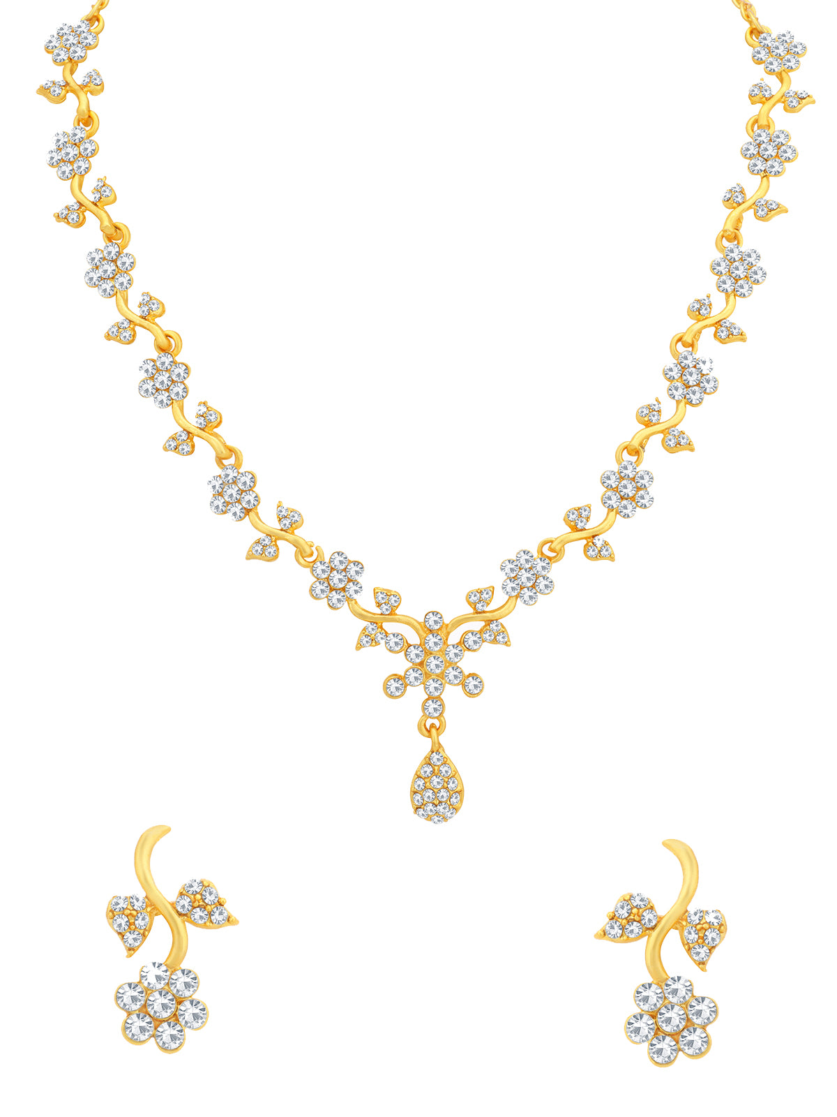 Sukkhi Ethnic Floral Gold Plated Floral Necklace Set for Women N79485