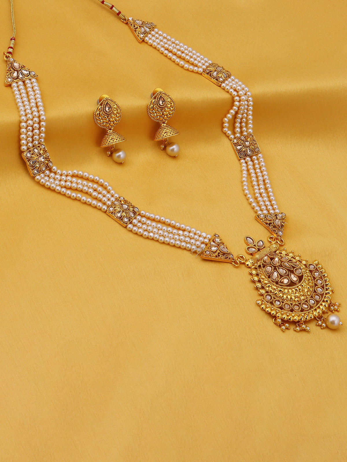 Sukkhi Luxurious LCT Gold Plated Pearl Long Haram Necklace Set For Women N83780