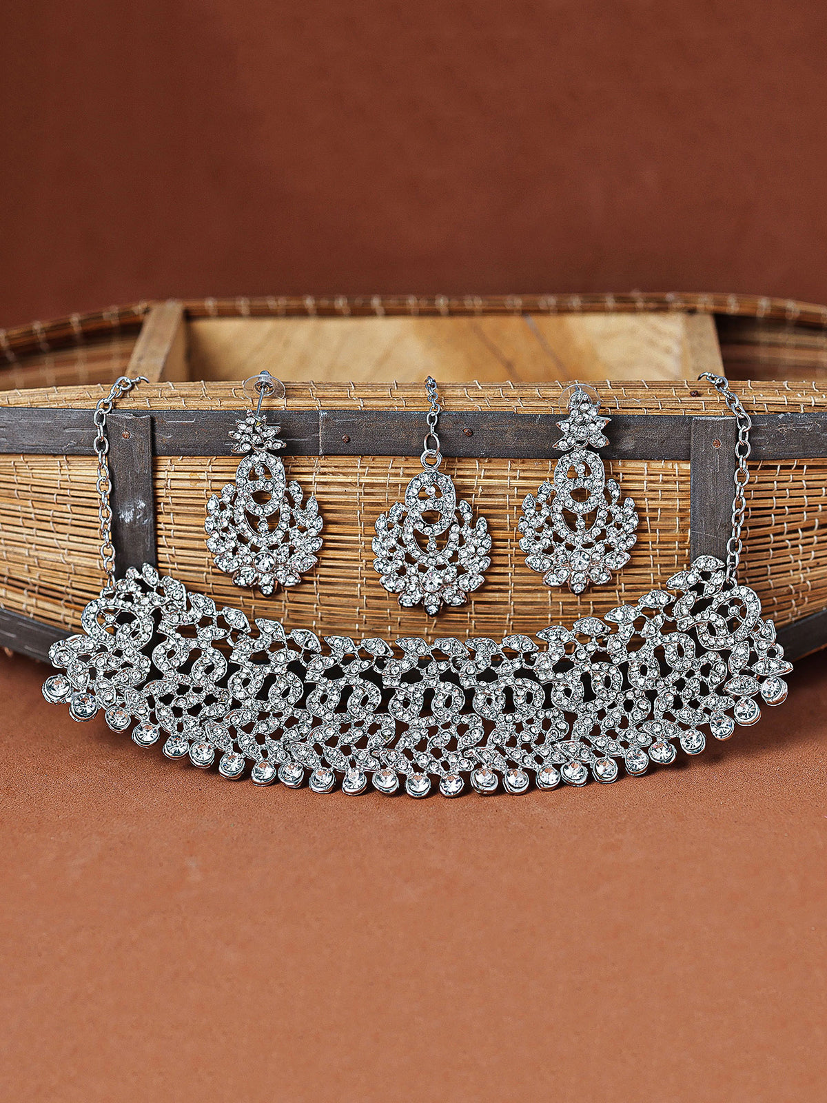 Sukkhi Delicate Party Wear Diamond Necklace Earring Jewellery Set for Women & Girls NS104701