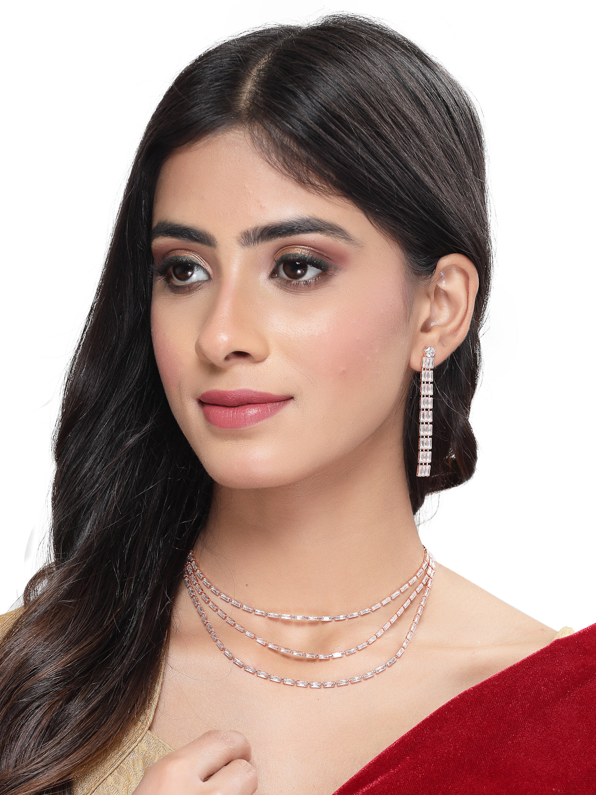 Studio Sukkhi Charming Gold Plated Gold Stone Studded Multi Layer Princess Necklace Set For Women NS104793