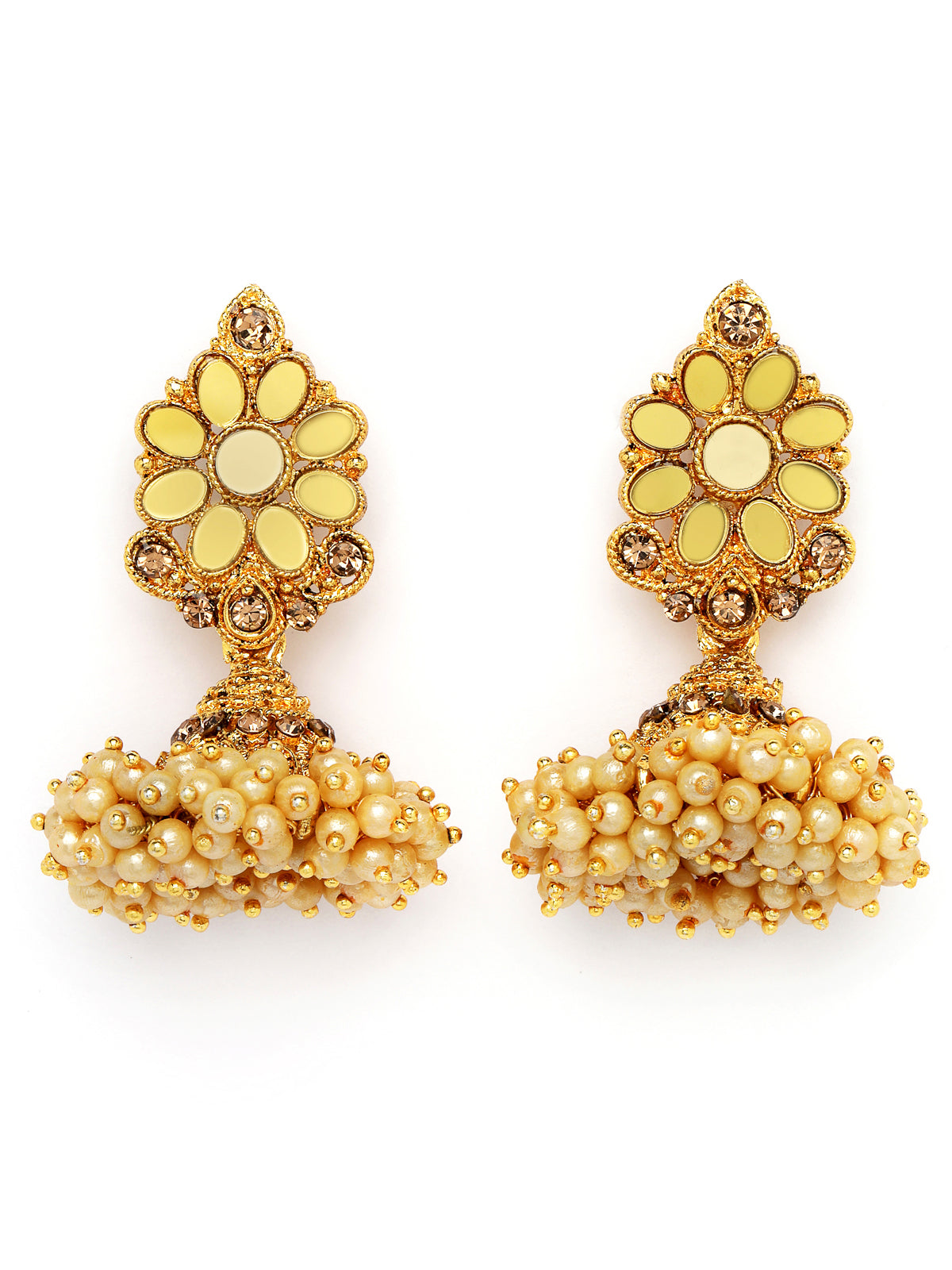 Sukkhi Timelessely Beautiful Gold Plated Gold Kundan & Beads Floral Choker Necklace Set With Earring And Maangtika | Jewellery Set For Women (NS105481)