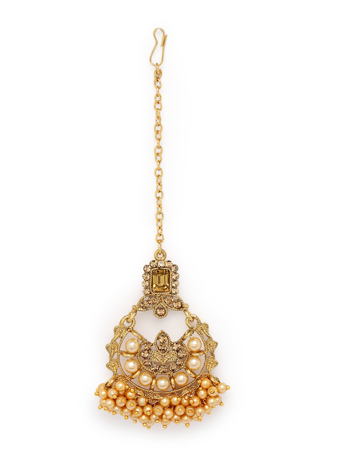 Sukkhi Nice-Looking Gold Plated Gold Kundan & Beads Floral Choker Necklace Set With Earring And Maangtika | Jewellery Set For Women (NS105483)