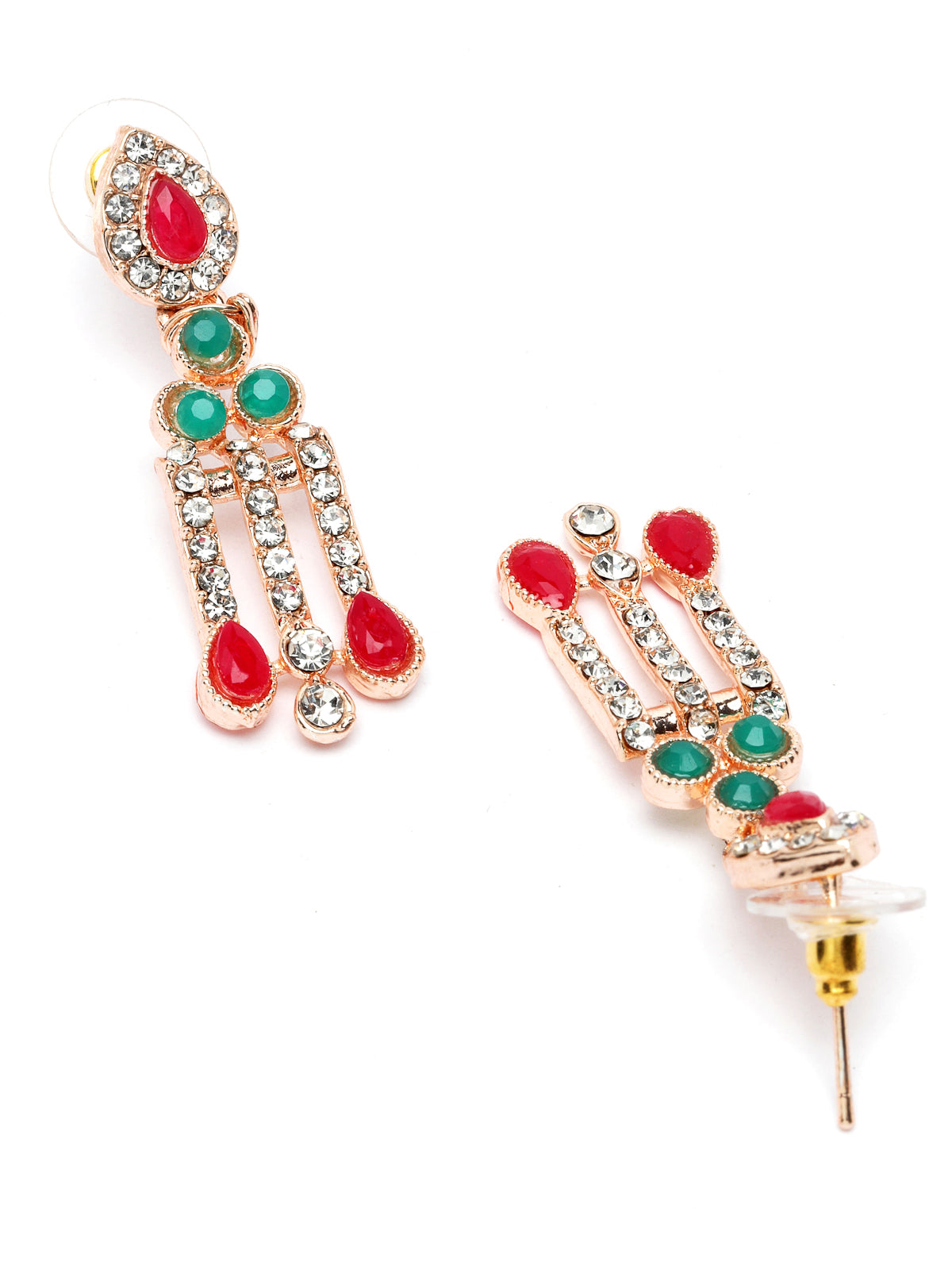 Sukkhi Admirable Fashionable Red-Green Kundan With Ad Stones Collar Bone Necklace Set With Earring And Maangtika | Jewellery Set For Women (NS105488)