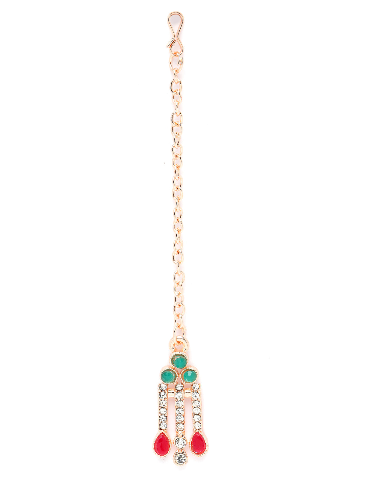 Sukkhi Admirable Fashionable Red-Green Kundan With Ad Stones Collar Bone Necklace Set With Earring And Maangtika | Jewellery Set For Women (NS105488)