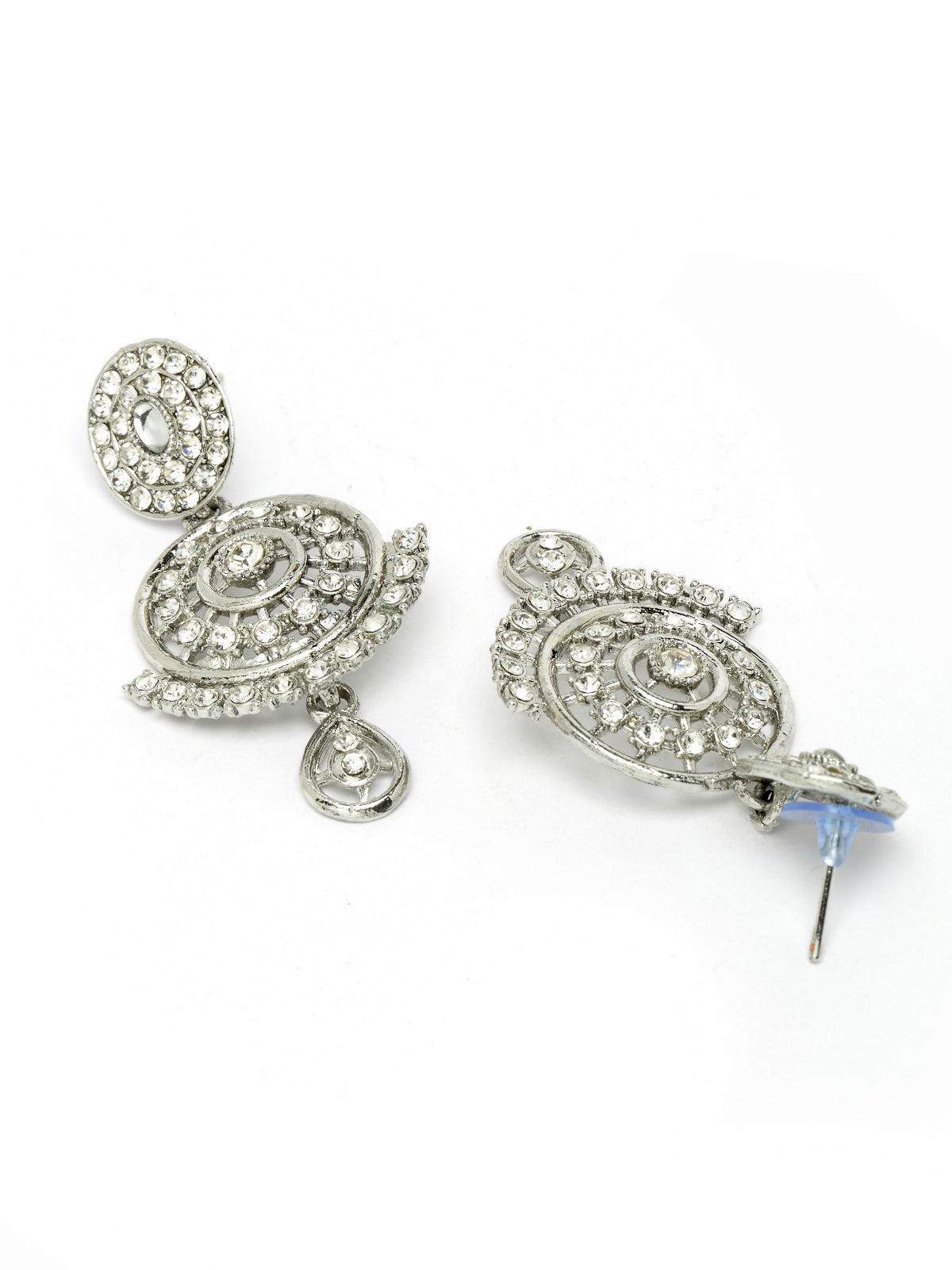 Sukkhi Most Beautiful Rhodium Plated Silver AD White Stone Collar Bone Necklace Set And Earring | Jewellery Set For Women (NS105513)