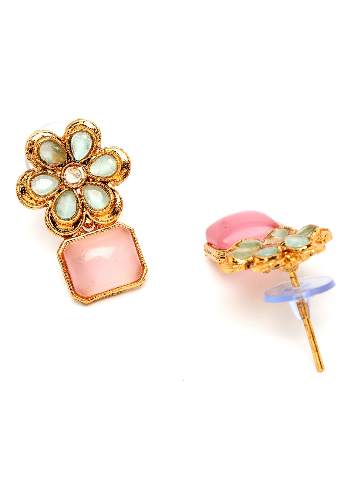 Sukkhi Youthful Floral Gold Plated Multicolor AD Stone Collar Bone Necklace Set And Earring | Jewellery Set For Women (NS105514)