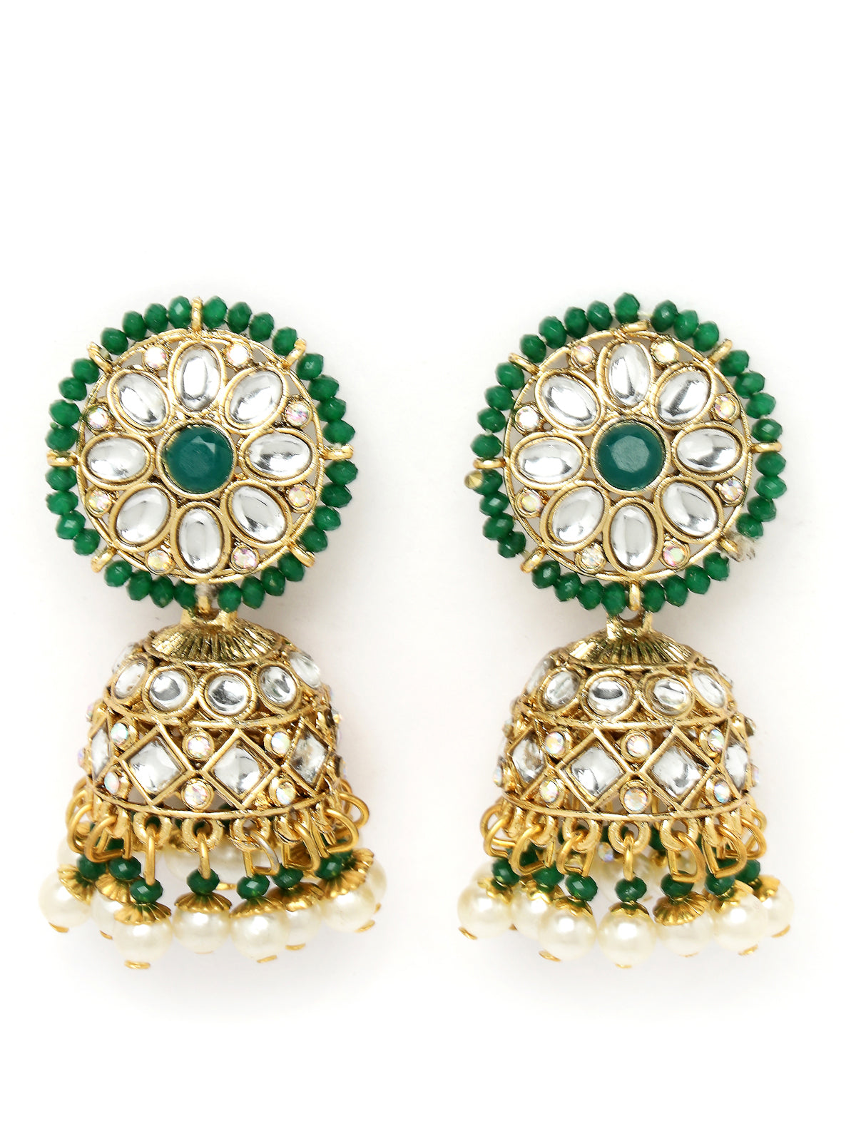 Sukkhi Sporty Gold Plated Green Kundan & Beads Choker Necklace Set With Jhumki Earring And Maangtika | Jewellery Set For Women (NS105518)
